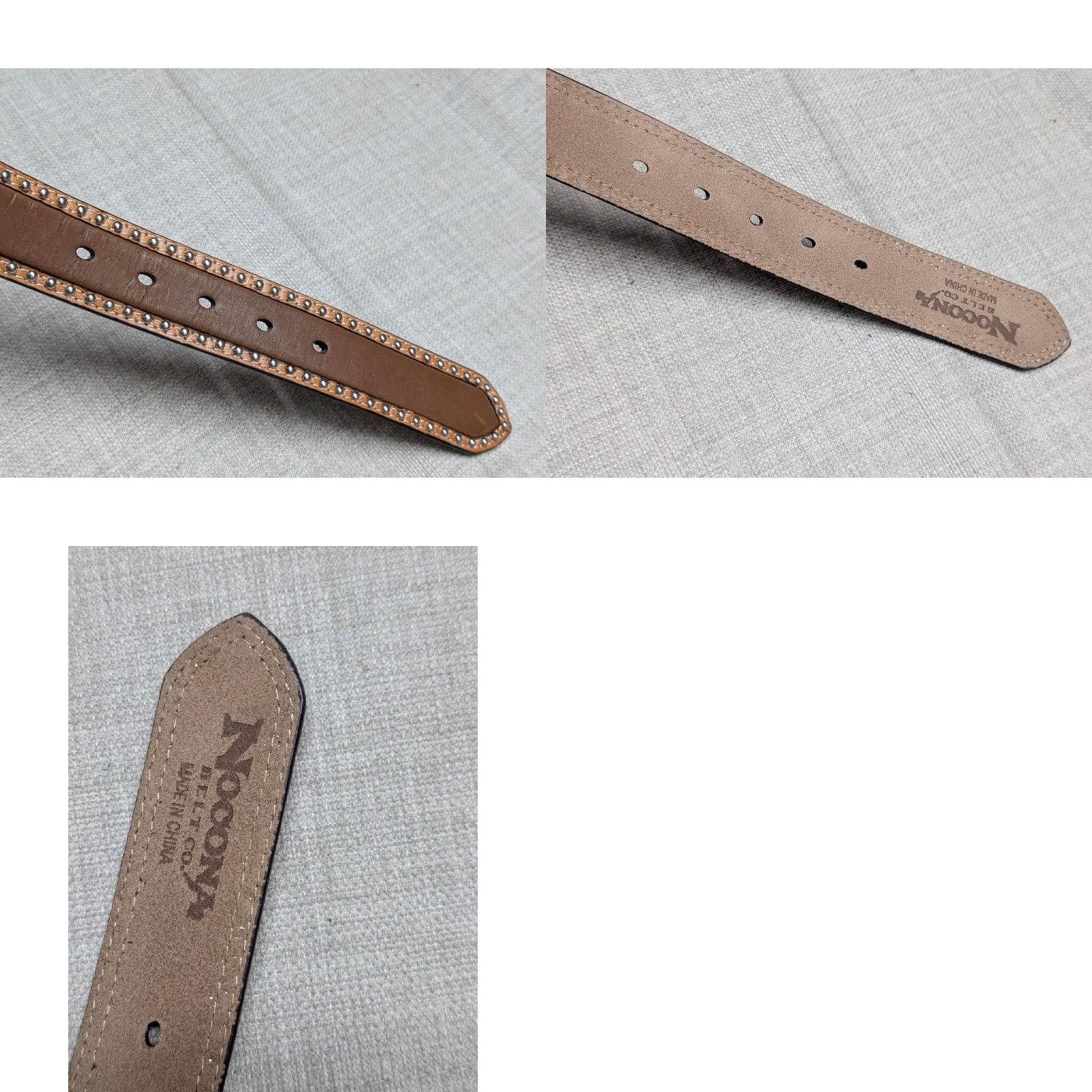 Vintage VINTAGE NOCONA belt western Studded tooled leather 38 TURQUOISE brown Concho Southwestern Texas Lonestar Mens Belt 1-1/2" Adult 38 Size 38 - 8 Thumbnail