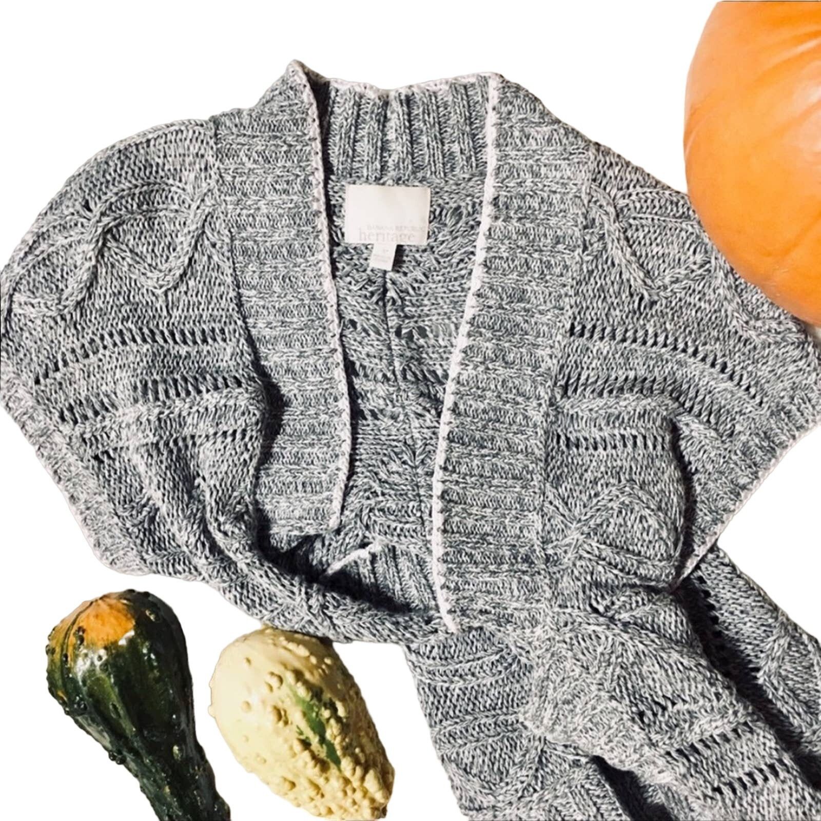 Banana Republic NEW Banana Republic Grey White Cable Knit Cardigan Sweater Size S / US 4 / IT 40 - 12 Thumbnail