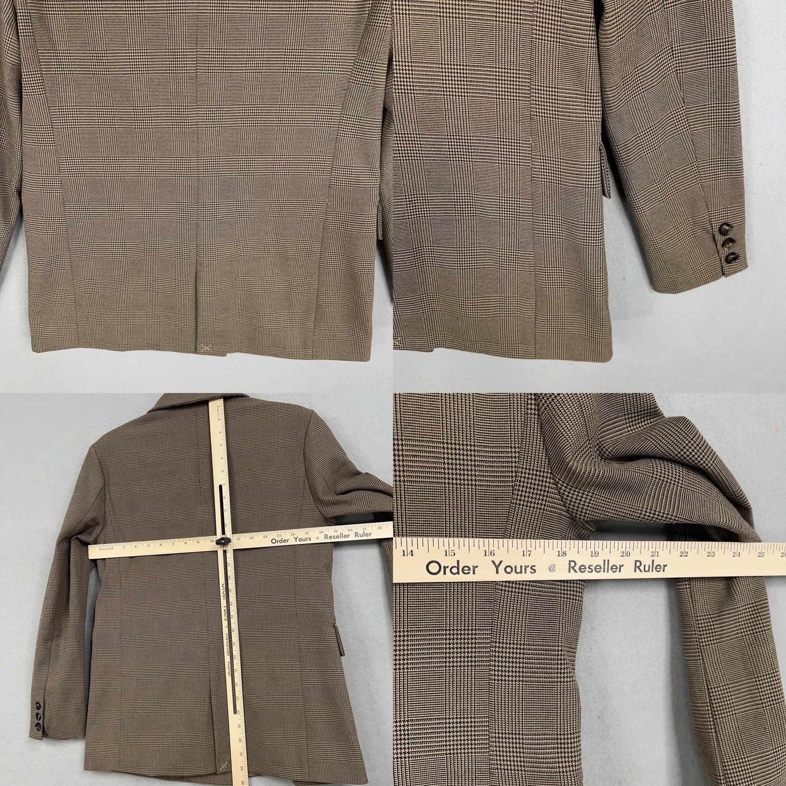 Vintage BLANKNYC Blazer Jacket Womens Small Plaid Double Breasted Houndstooth Brown Notch Lapels Button Button Cuffs Lined Office Workwear Womens Small Blazer Size S / US 4 / IT 40 - 8 Thumbnail