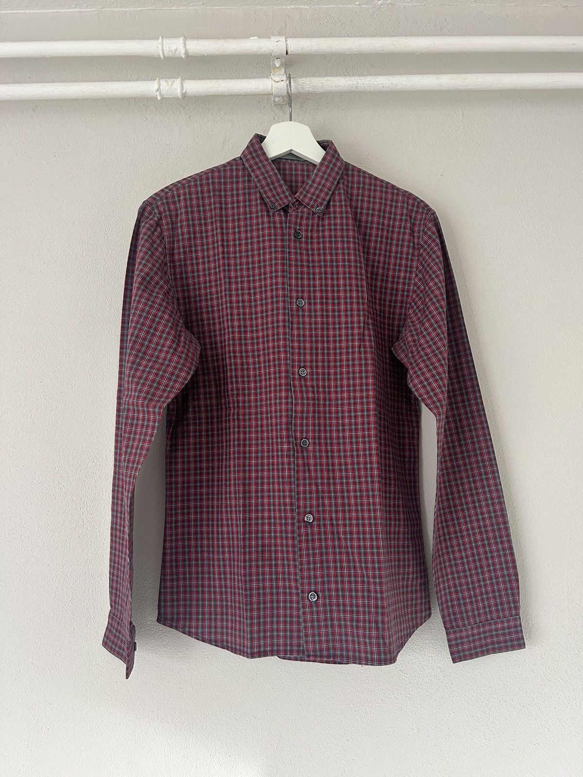 Dior Homme Red Plaid Button-Up Shirt