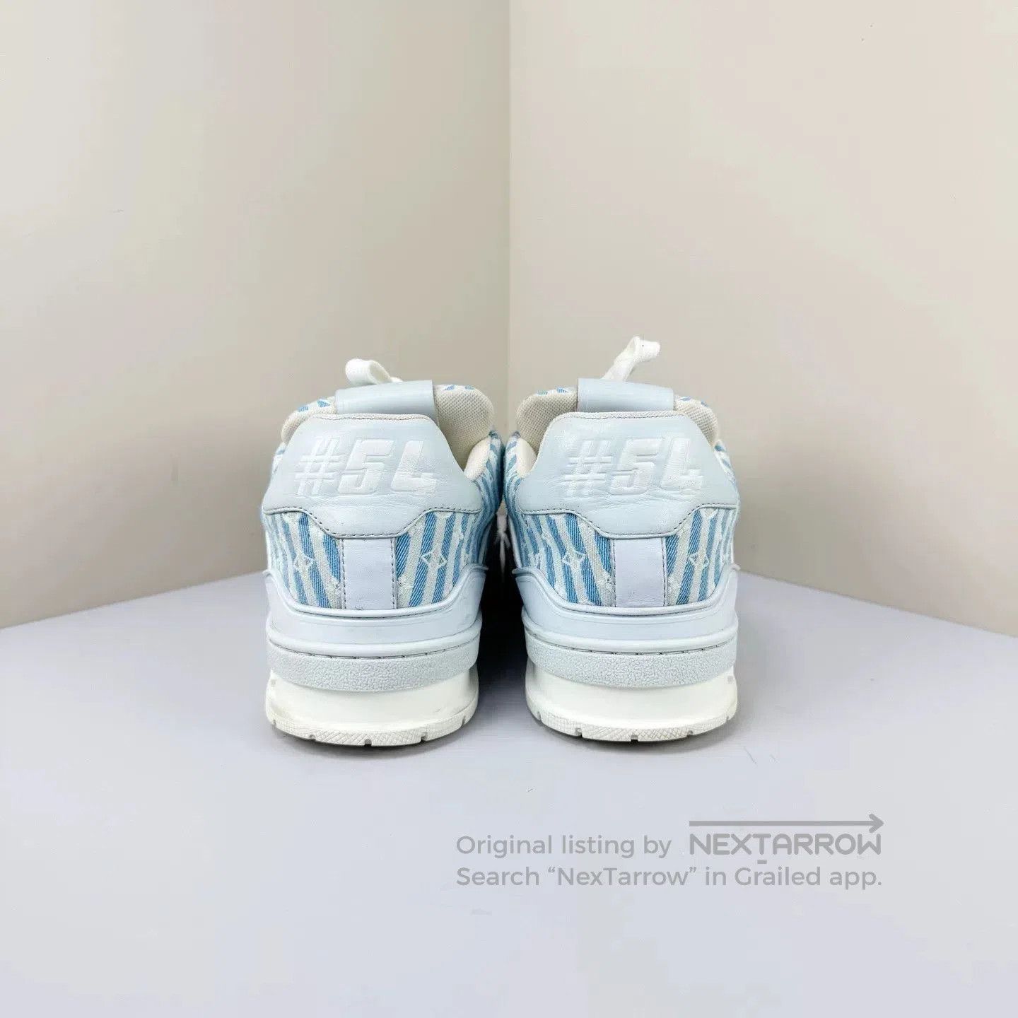Louis Vuitton louis vuitton blue white striped trainer shoes. Size US 7 / EU 40 - 3 Thumbnail