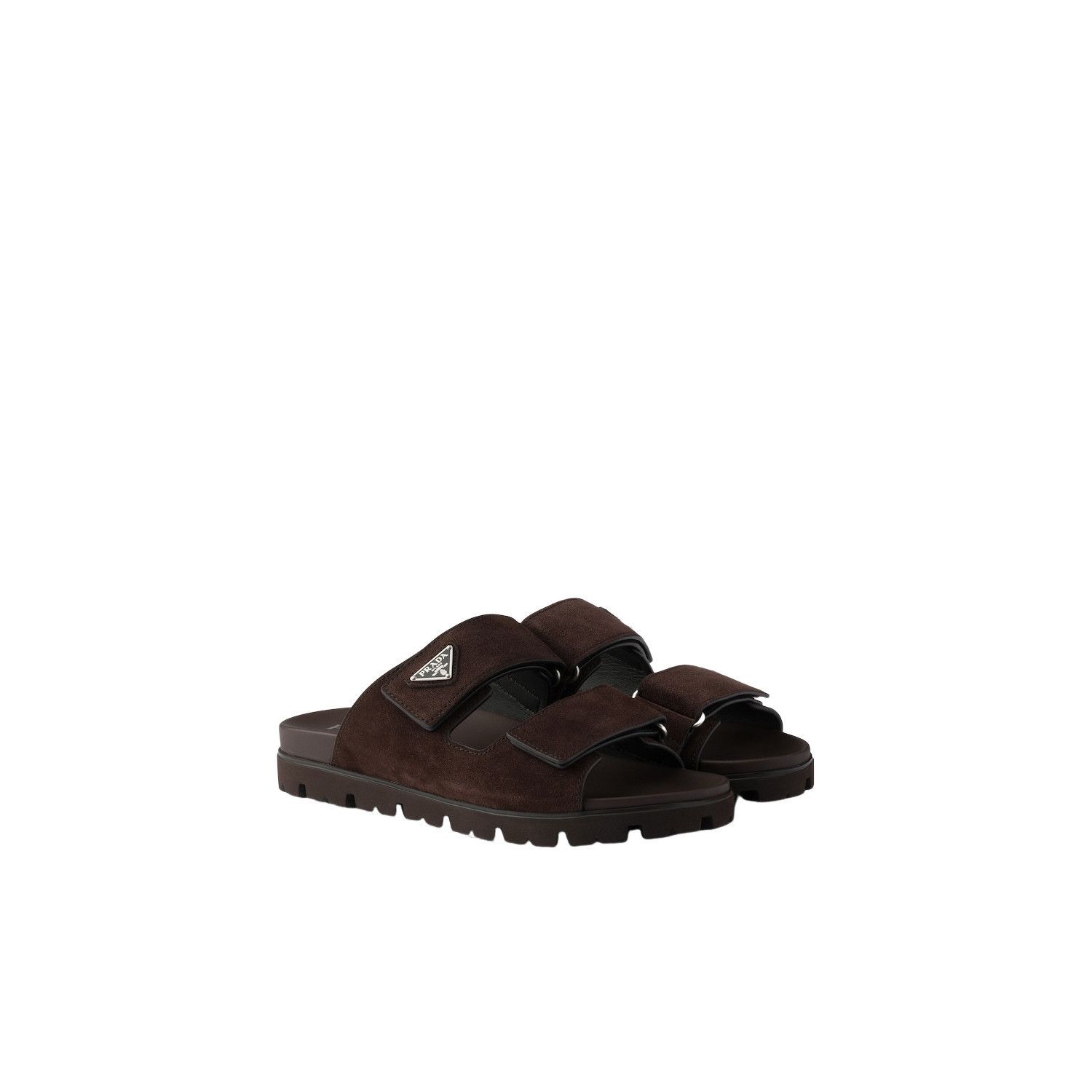 Prada PRADA $1250 Dark Brown Suede Sandals New & Authentic (Men's Size US 10.5 / EU 43-44 - 1 Thumbnail