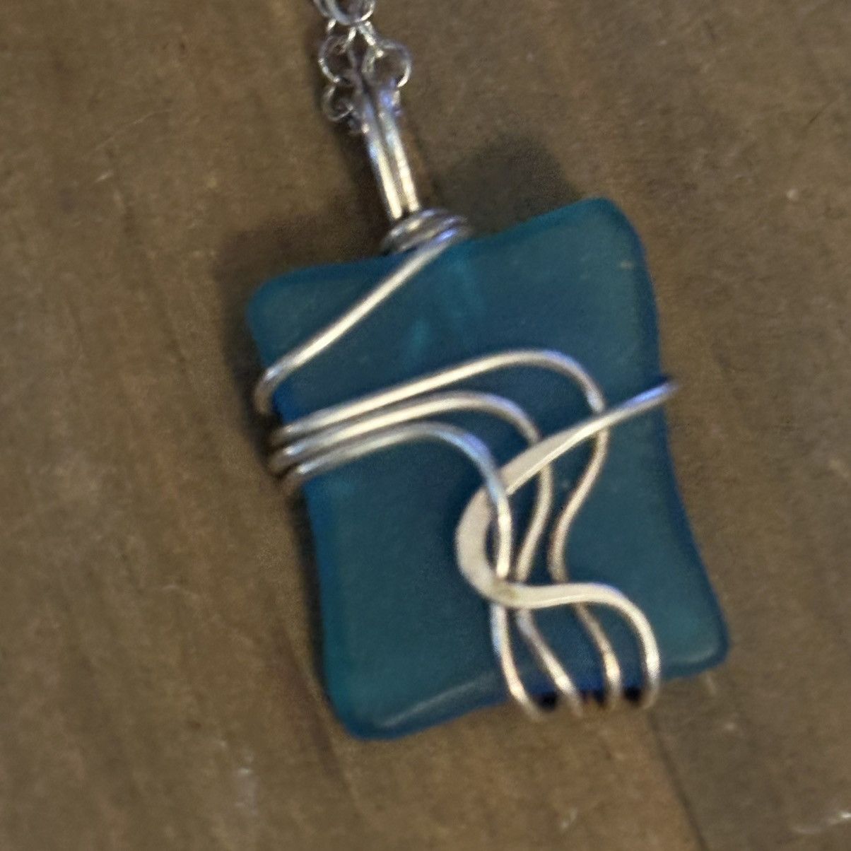 Other Silver tone wire wrapped sea glass pendant necklace Size ONE SIZE - 4 Thumbnail