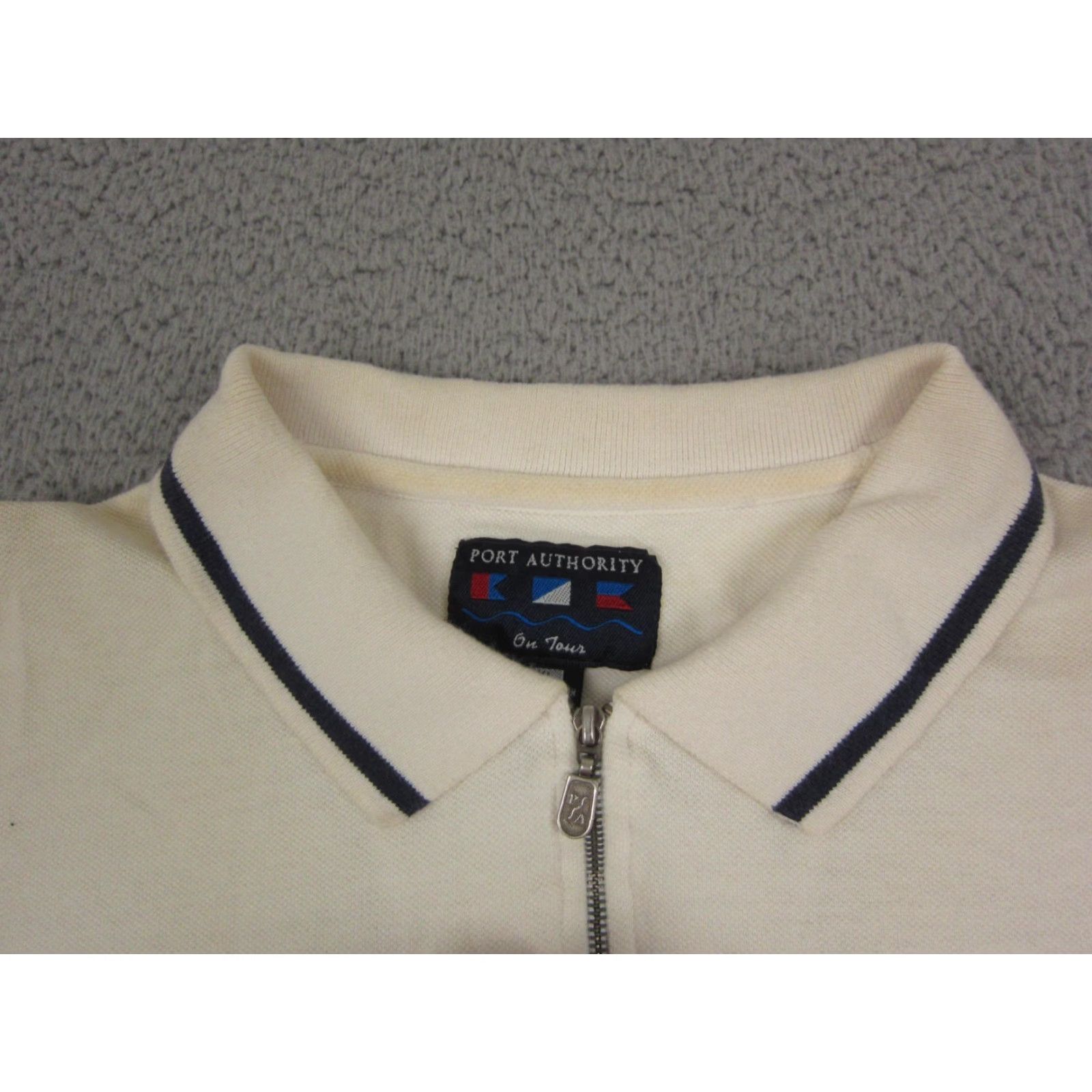 Port Authority Miller Lite Polo Shirt Adult XL White Port Authority Polo Mens 90s 80s Golf Rugby Casual Business Short Sleeve Knit Cotton Logo Spread Collar Size US XL / EU 56 / 4 - 7 Thumbnail