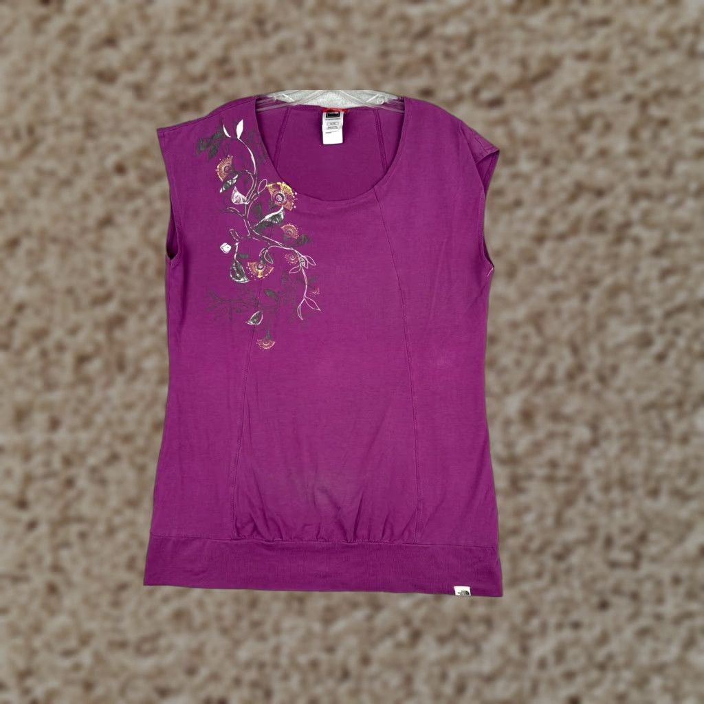 The North Face The North Face Shirt Women XL Purple Floral Tank Sleeveless Scoop Neck Casual Cotton Blend Jersey Size XL / US 12-14 / IT 48-50 - 1 Thumbnail
