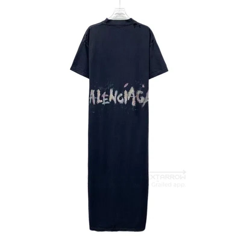 Balenciaga Balenciaga Black Logo Letter Distressed Short Sleeve Dress Size S / US 4 / IT 40 - 2 Thumbnail