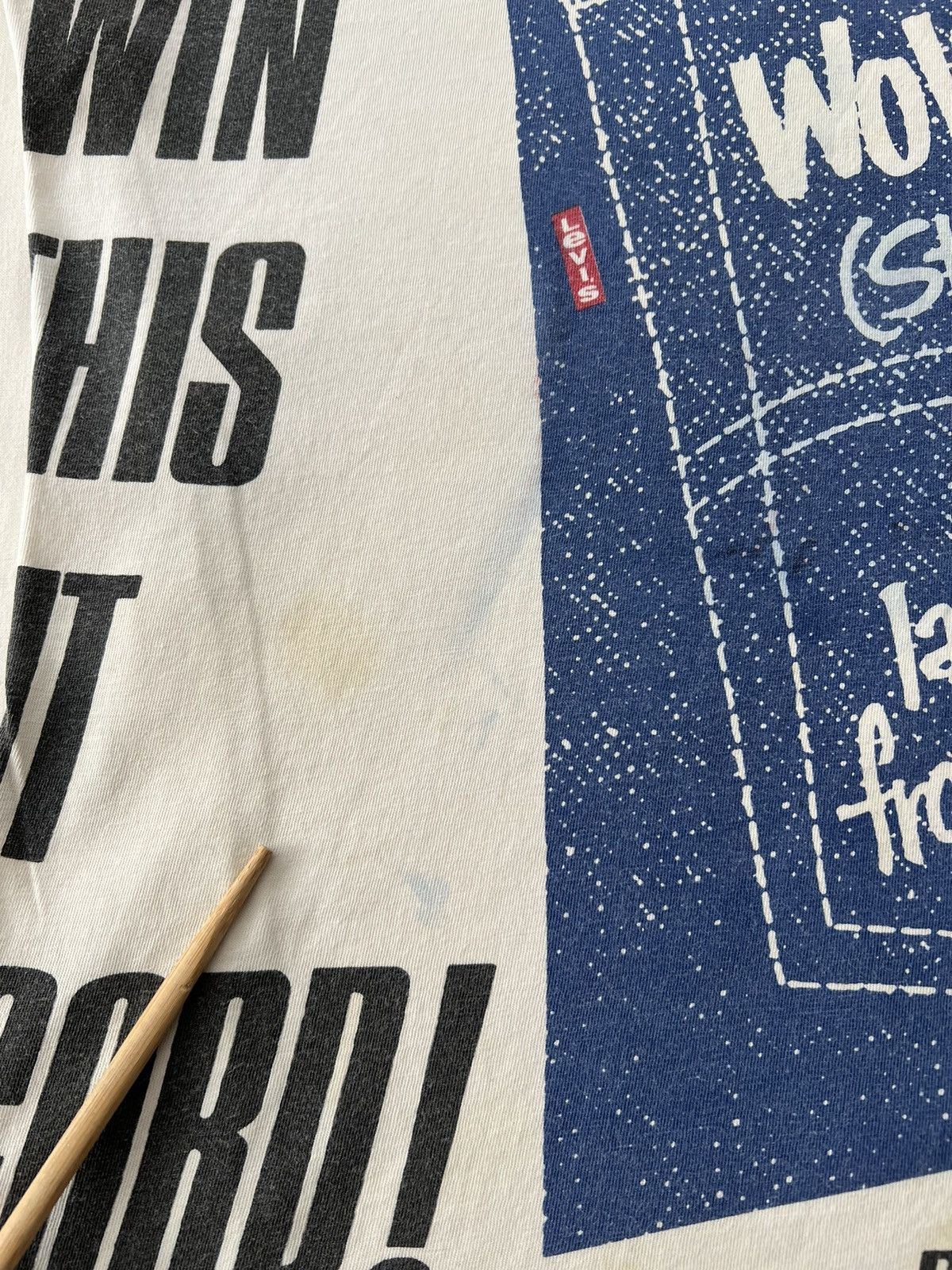 Levi's Vintage 90s Levis Stretch Sensation AOP Promo White T-shirt Size US L / EU 52-54 / 3 - 5 Thumbnail