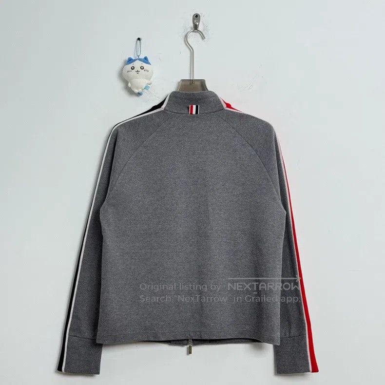 Thom Browne Thom Browne Gray Striped Arm Stripe Zip-up Jacket Size US M / EU 48-50 / 2 - 2 Thumbnail