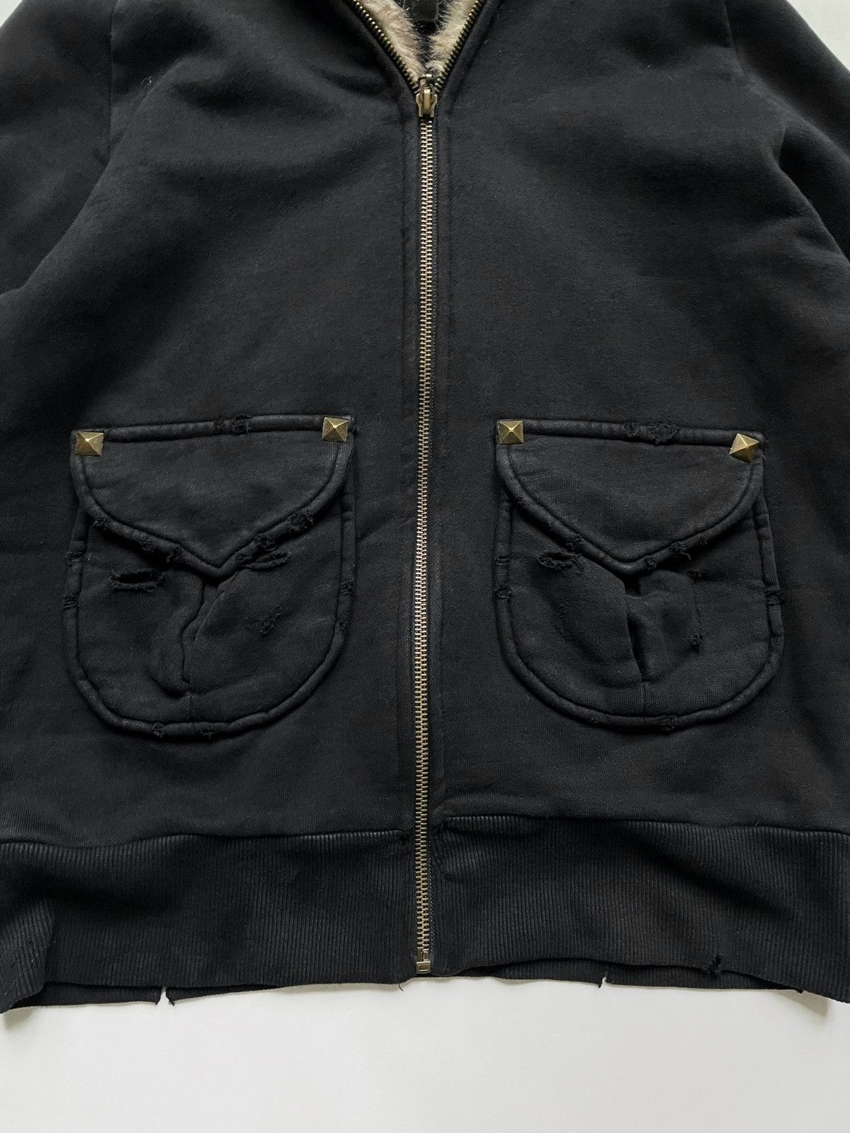 Vintage Vintage Avant-garde Fur distressed zip hoodie 2000s Size M / US 6-8 / IT 42-44 - 5 Thumbnail