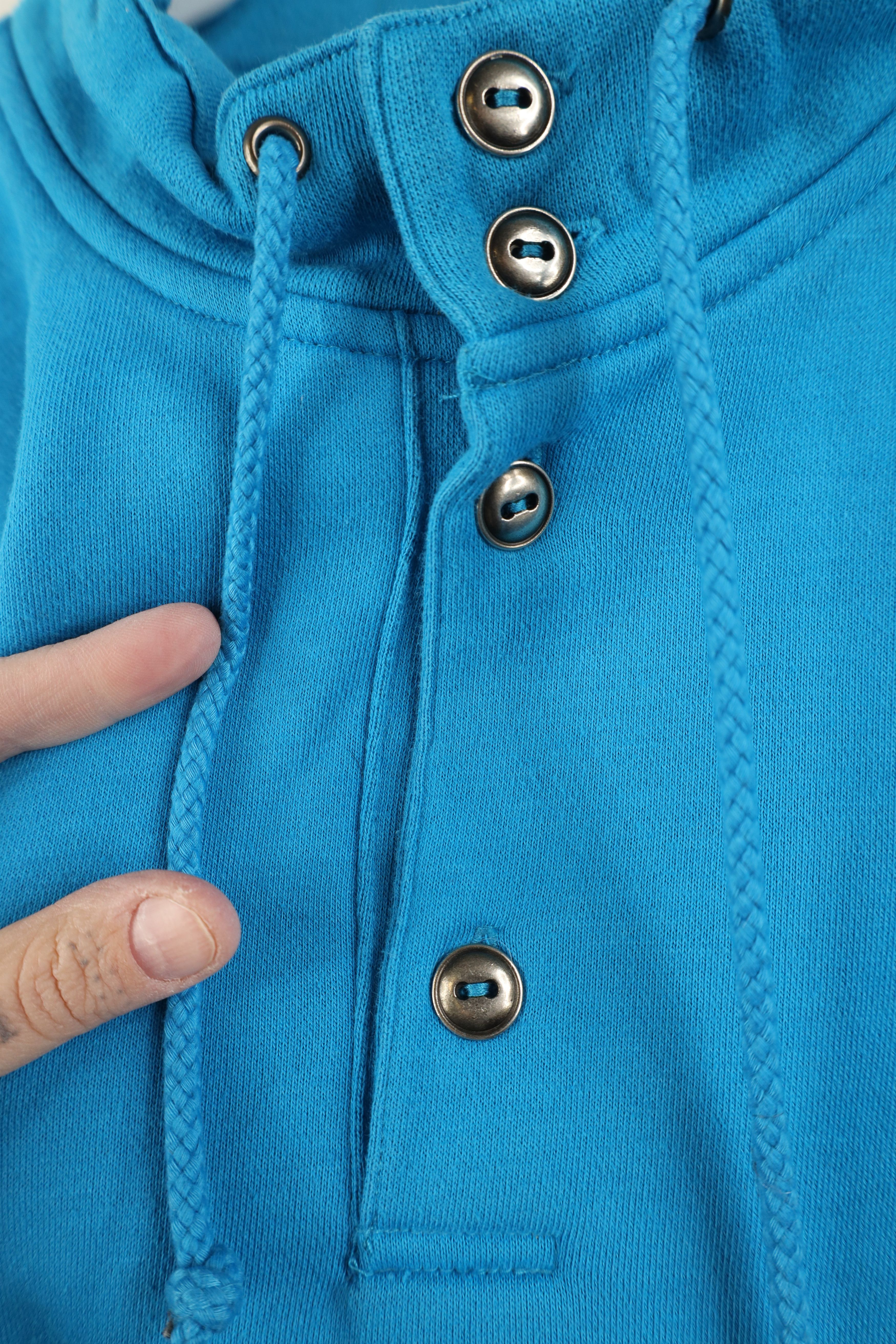 Vintage Vintage 90s Streetwear Block Baggy Henley Sweatshirt Blue Size US XL / EU 56 / 4 - 4 Thumbnail