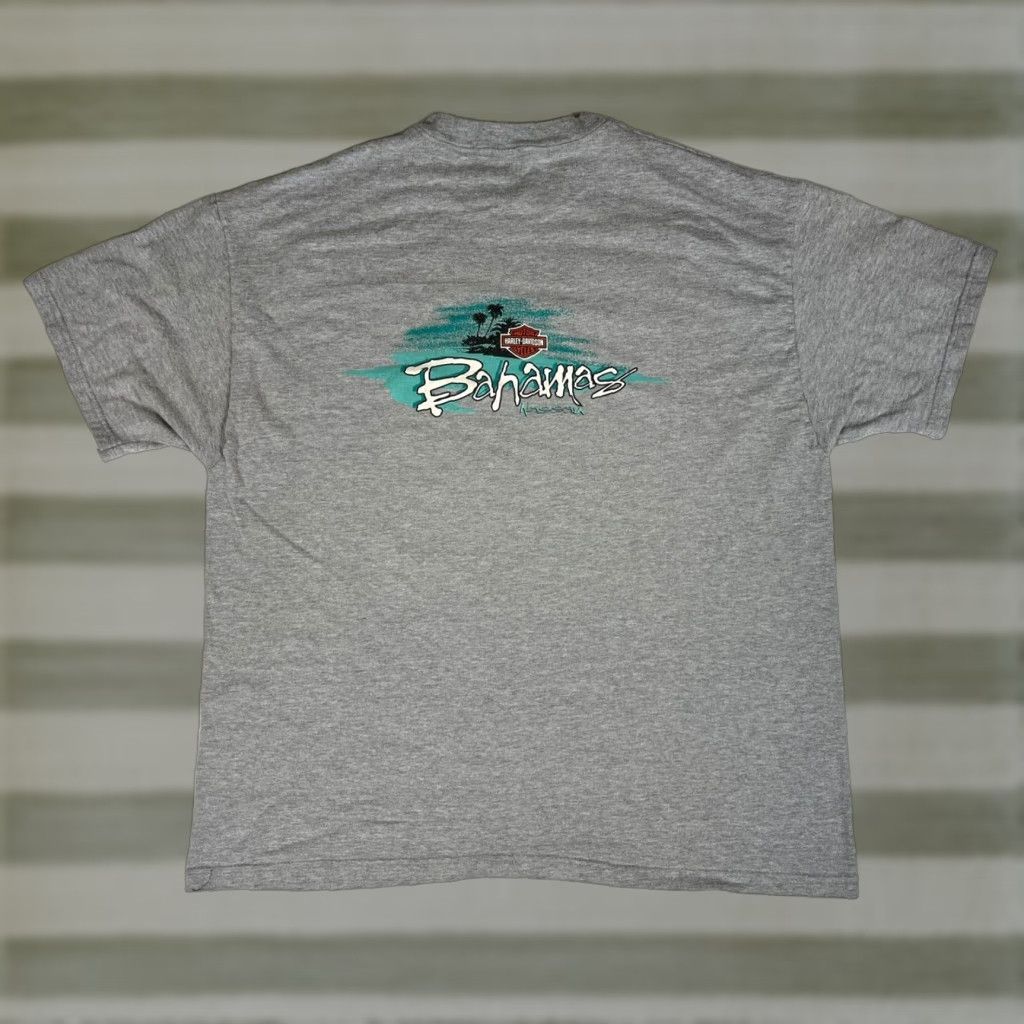 Harley Davidson VINTAGE Harley-Davidson Bahamas Nassau T-Shirt Double-Sided Mens Sz L Gray 1997 90s Motorcycle Graphic Print Crew Neck Short Sleeve Size US L / EU 52-54 / 3 - 1 Thumbnail