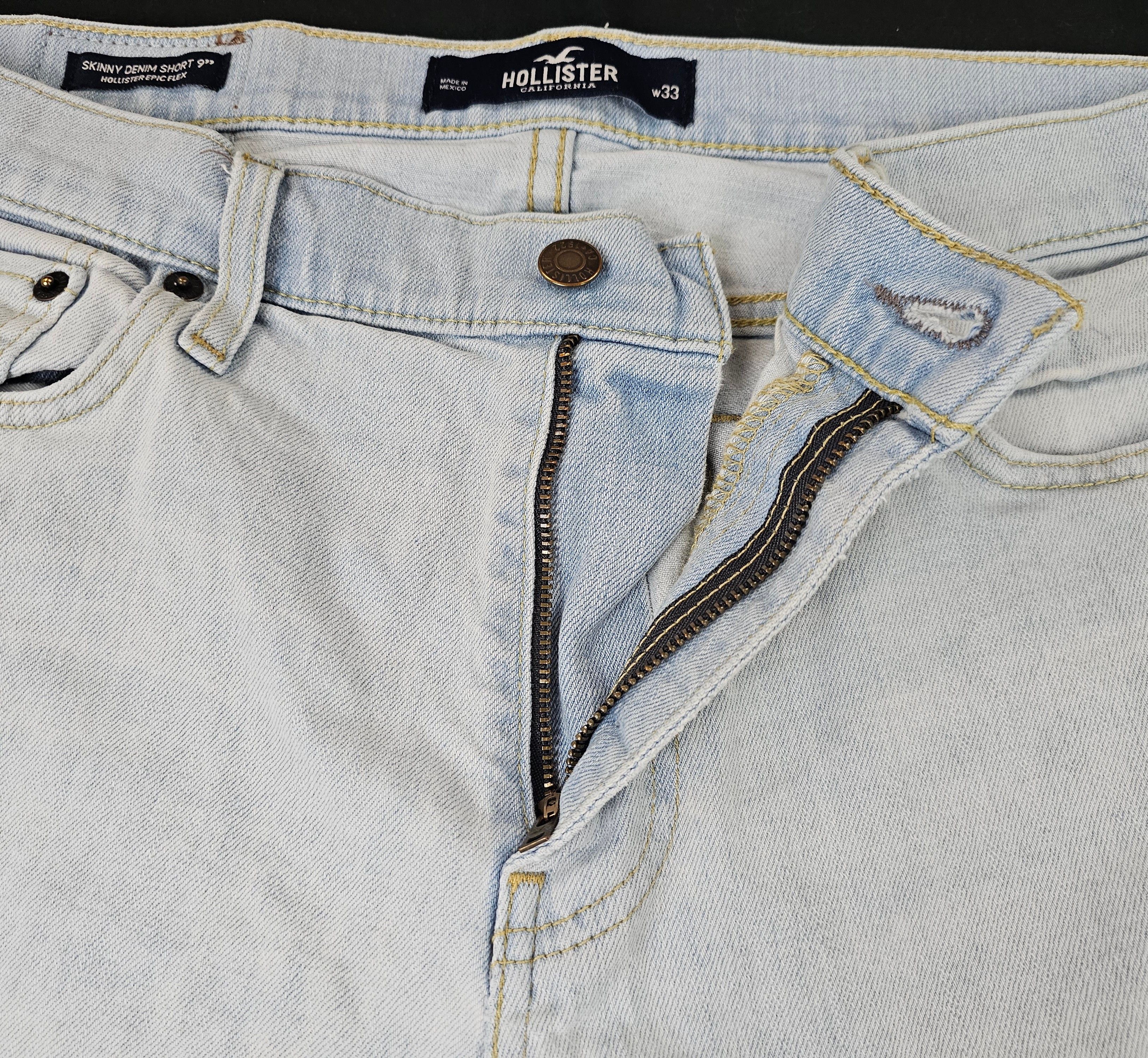 Hollister Hollister Jean Shorts Men's 33 Light Blue Denim 9" Skinny Size US 33 - 4 Thumbnail