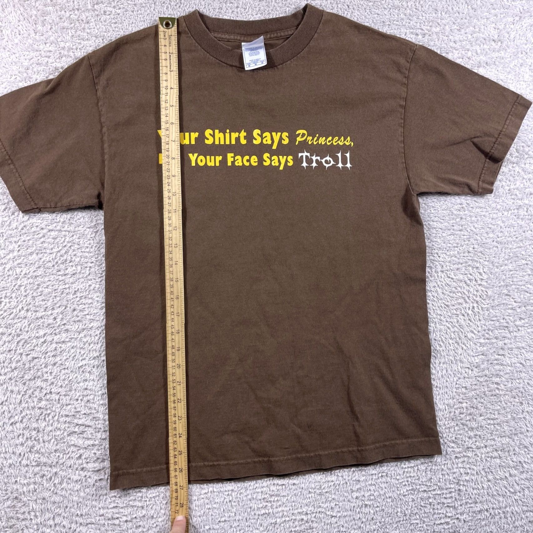 Vintage VINTAGE Alstyle T-Shirt Joke Shirt Brown Adult Medium Regular Men Crew Neck Short Sleeve Graphic Print Says Princess Face Says Troll Y2K Size US M / EU 48-50 / 2 - 6 Thumbnail