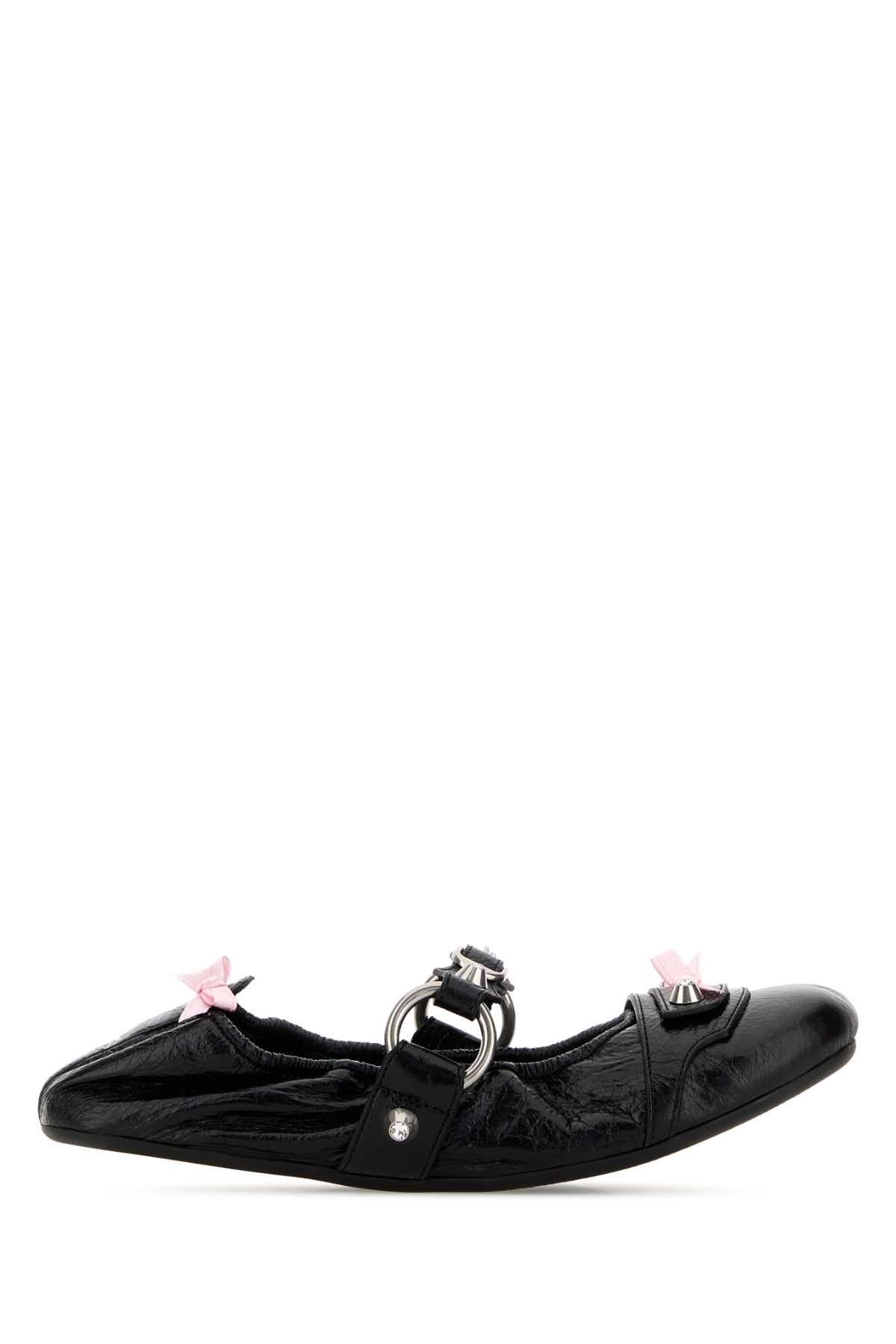 Balenciaga Black Leather City Ballerinas Size US 10 / IT 40 - 1 Thumbnail