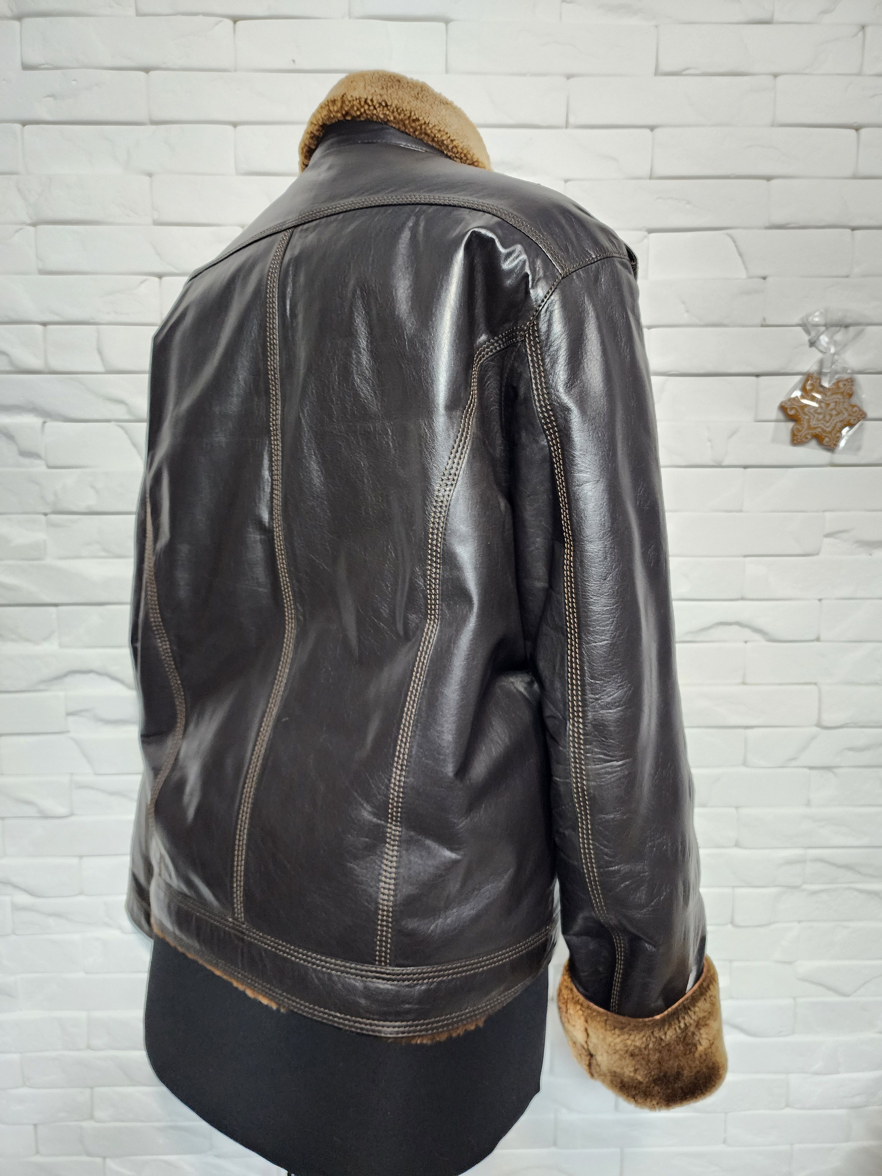 Furla Men's Brown Sheepskin Coat: Genuine Fur, Plastic Zipper Size US L / EU 52-54 / 3 - 5 Thumbnail
