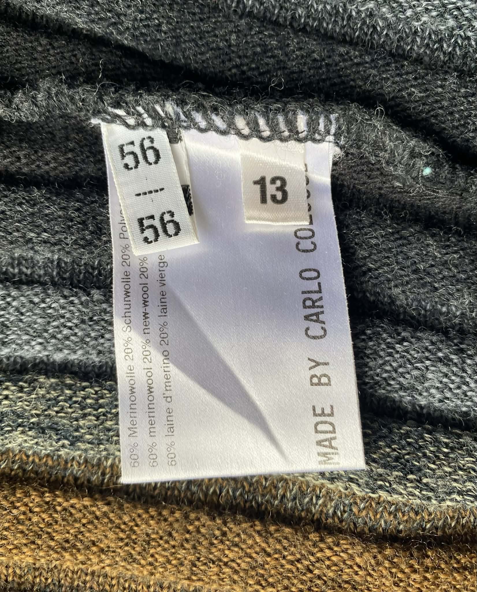 Carlo Colucci Carlo Colucci Men 3D Knit Multicolor Wool Stripe Golden Size US XL / EU 56 / 4 - 5 Thumbnail