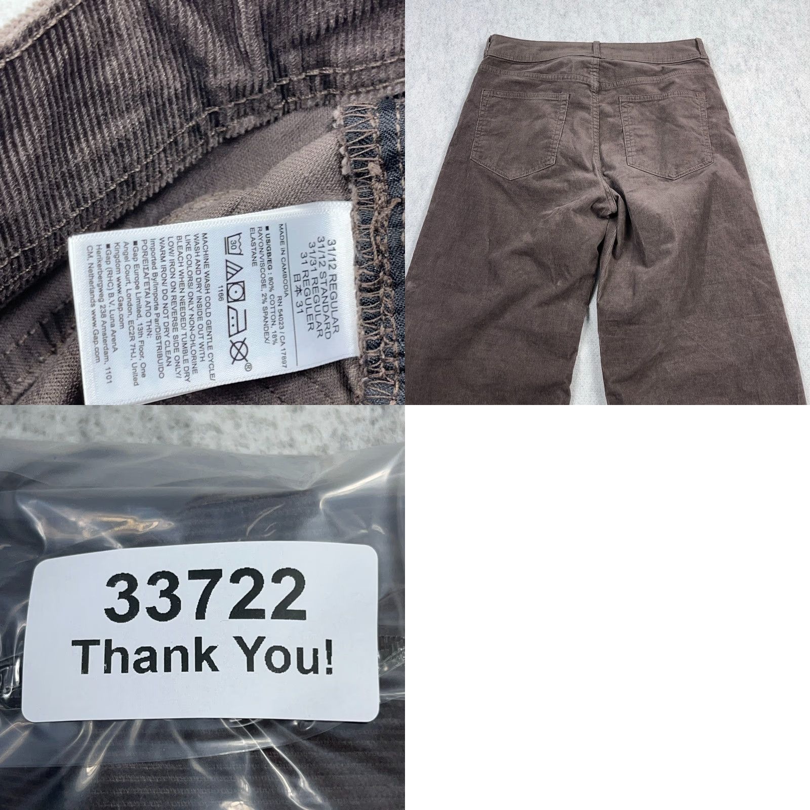 Gap Gap High Stride Jeans Women 31 12 Brown Corduroy Wide-Leg High Rise Pants Baggy Jeans 80s 90s Retro Modern Mens Womens Girls Boys Size 34" / US 12 / IT 48 - 9 Thumbnail