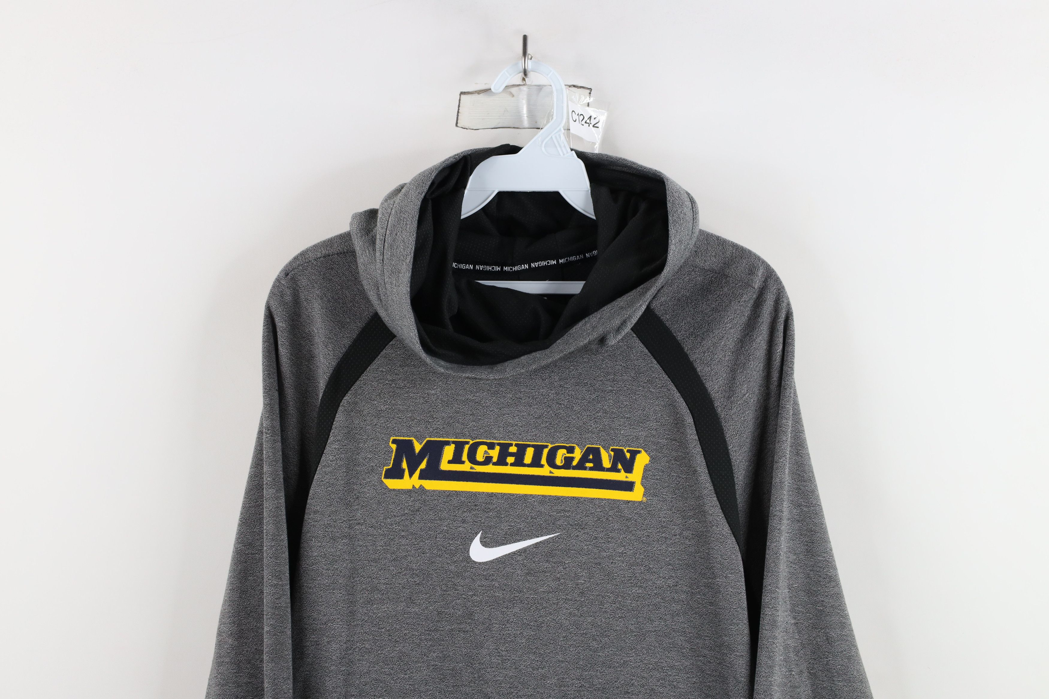 Nike × Vintage Nike Mini Swoosh University of Michigan Funnel Neck Hoodie Size M / US 6-8 / IT 42-44 - 2 Thumbnail