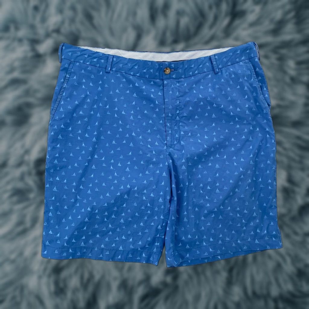 Peter Millar VINTAGE Peter Millar Shorts Men 38 Chino All Over Print Sailboat Logo Golf Casual Blue Size 38 Size US 38 / EU 54 - 1 Thumbnail
