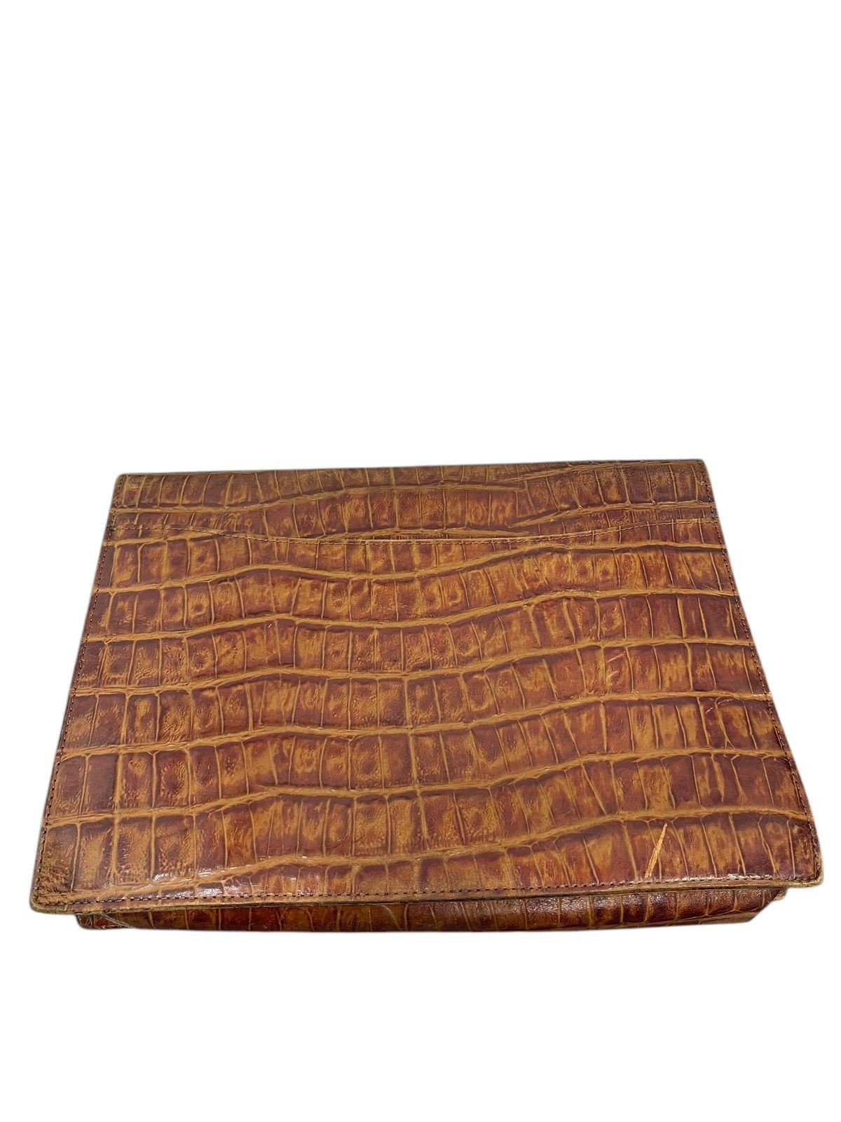 Genuine Leather Crocodile Embossed Vtg Bozzetto Italy Large Clutch Bag 1🟩3 Size ONE SIZE - 12 Thumbnail