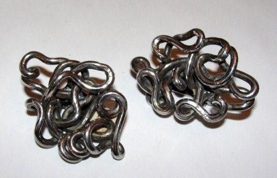 Designer Sterling Silver Scrollwork Wire Earrings Size ONE SIZE - 3 Thumbnail