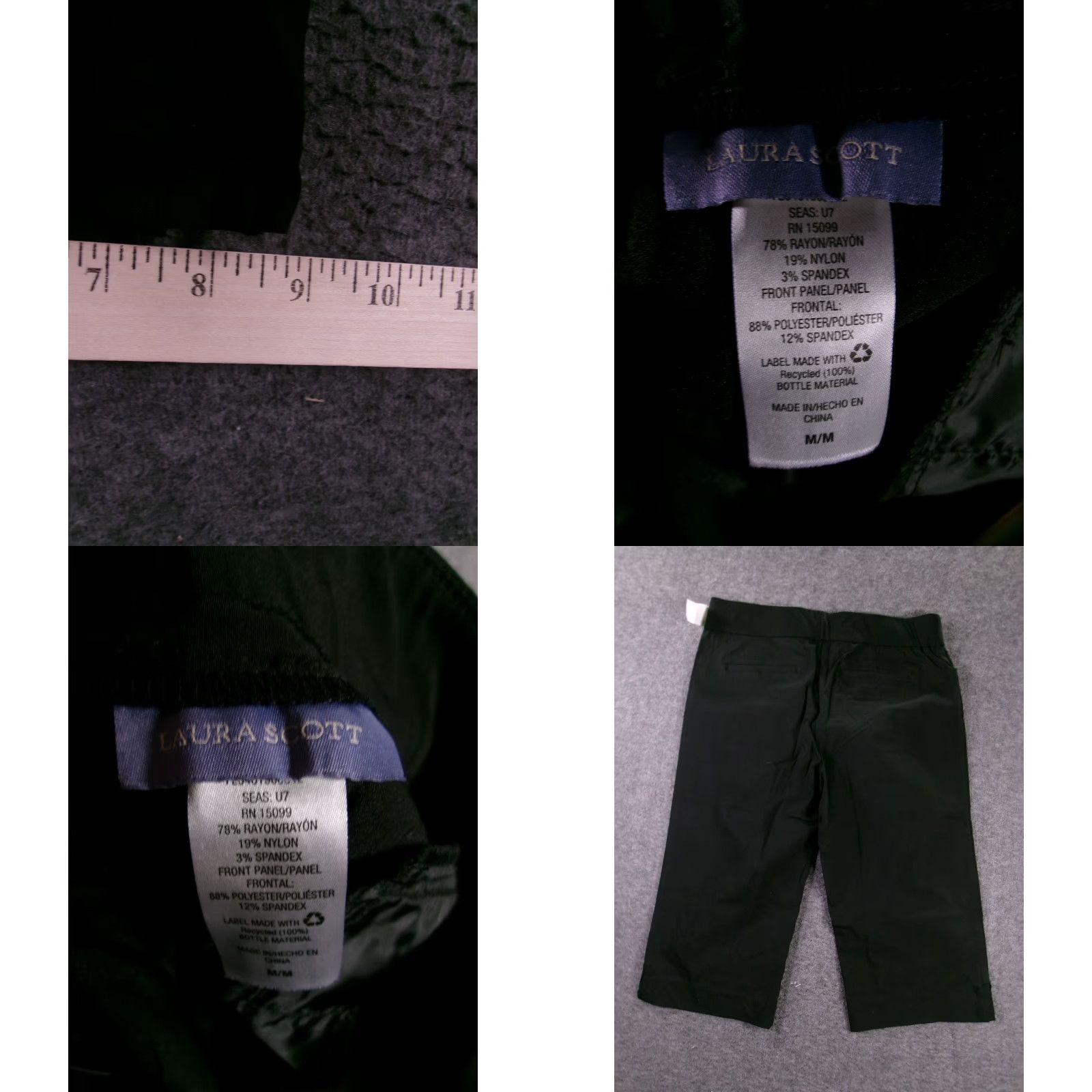 Vintage Laura Scott Womens Crop Pants M Black Tummy Control Pull On Millennium Crop Size 32" / US 10 / IT 46 - 8 Thumbnail