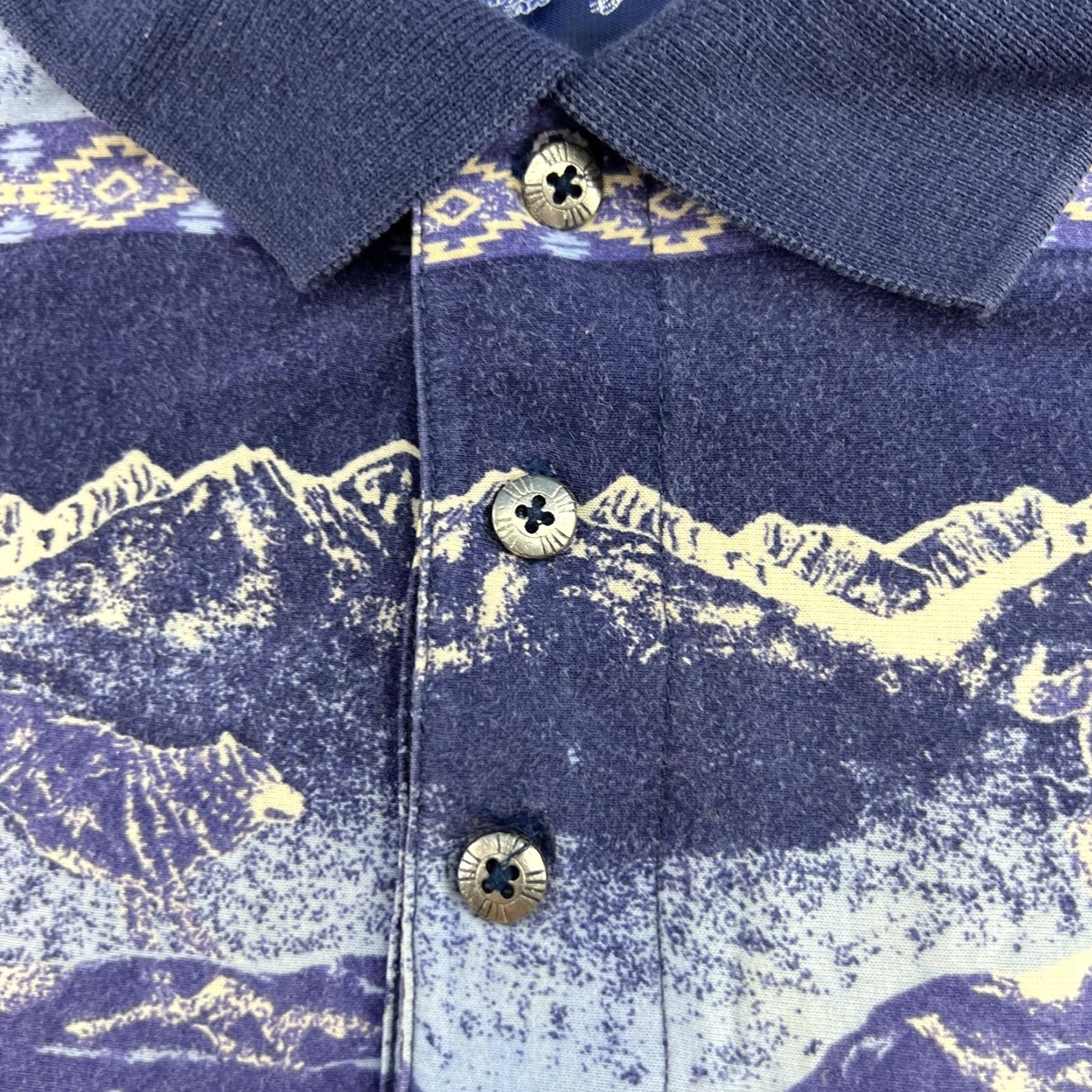Wrangler VINTAGE Wrangler Western Polo T Shirt Mens XL Night Wolf Moon AOP All Over Print Size US XL / EU 56 / 4 - 4 Thumbnail