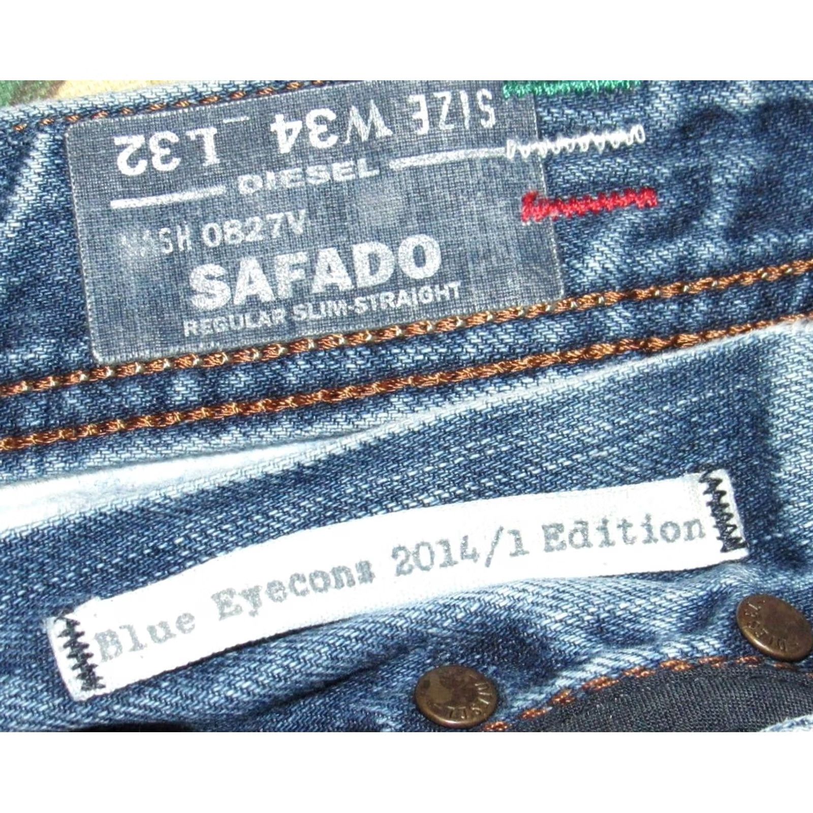 Diesel DIESEL Safado Denim Jeans Button Fly Slim Fit 34 x 32 Men Blue 34x32 Mens Jeans Size US 34 / EU 50 - 7 Thumbnail