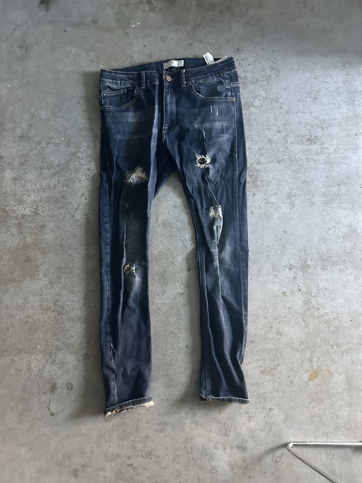 Zara Navy Ripped Zara Jeans Size US 32 / EU 48 - 1 Thumbnail