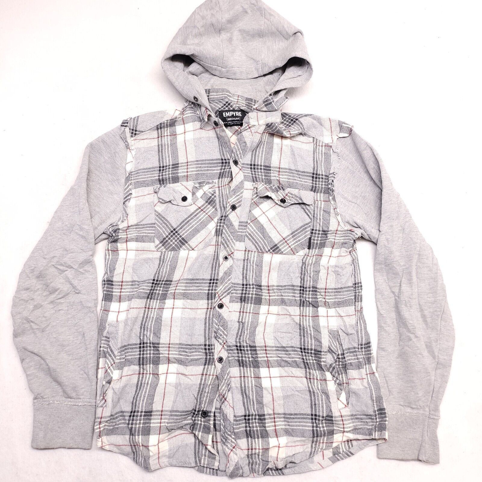 Empyre Empyre Casual Long Sleeve Hoodie Mens Size M Gray Plaid Size US M / EU 48-50 / 2 - 2 Thumbnail