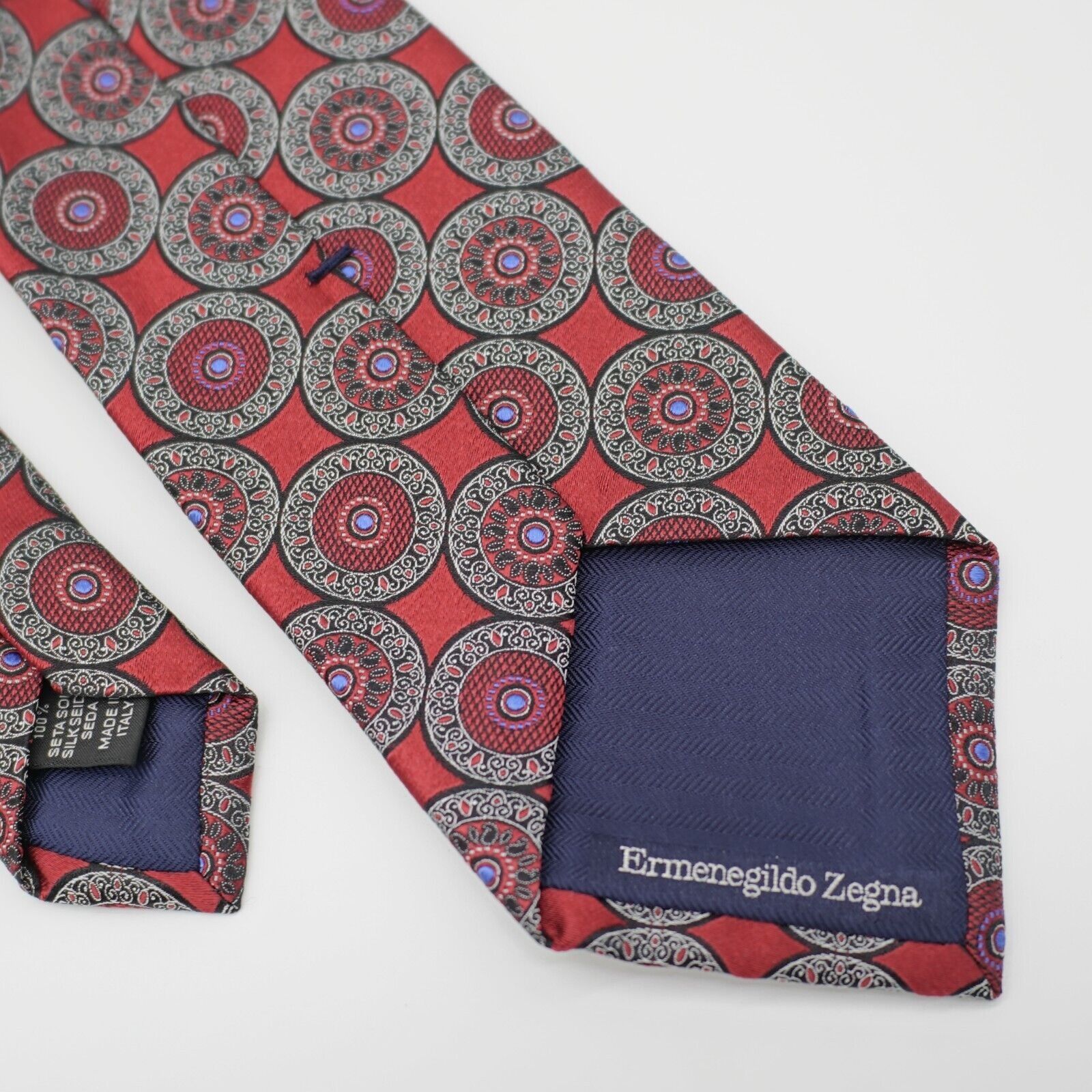 Ermenegildo Zegna Ermengildo Zegna Red Geometric Woven Silk Tie Size ONE SIZE - 5 Thumbnail