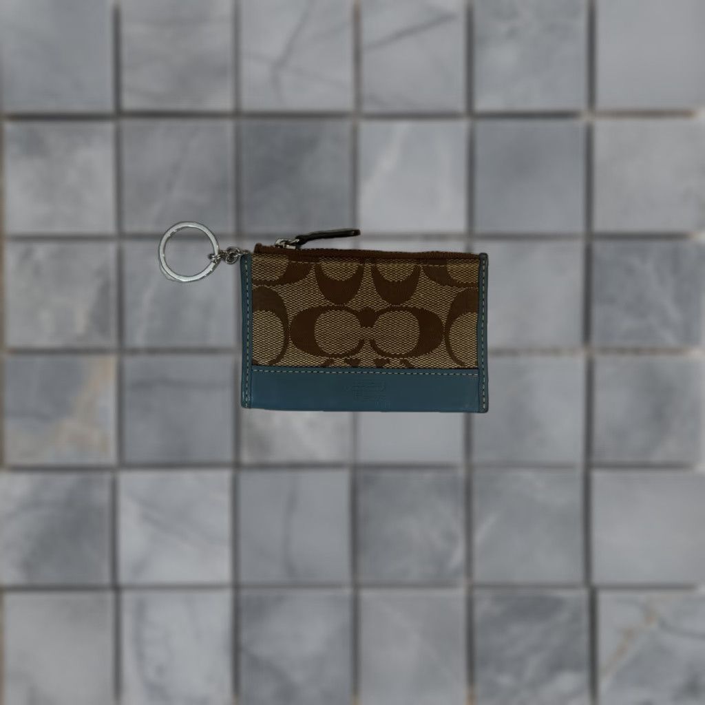 Coach Coach Signature C Canvas Key Ring Card Case Wallet Womens Brown Zip Coin Wallet Size ONE SIZE - 1 Thumbnail