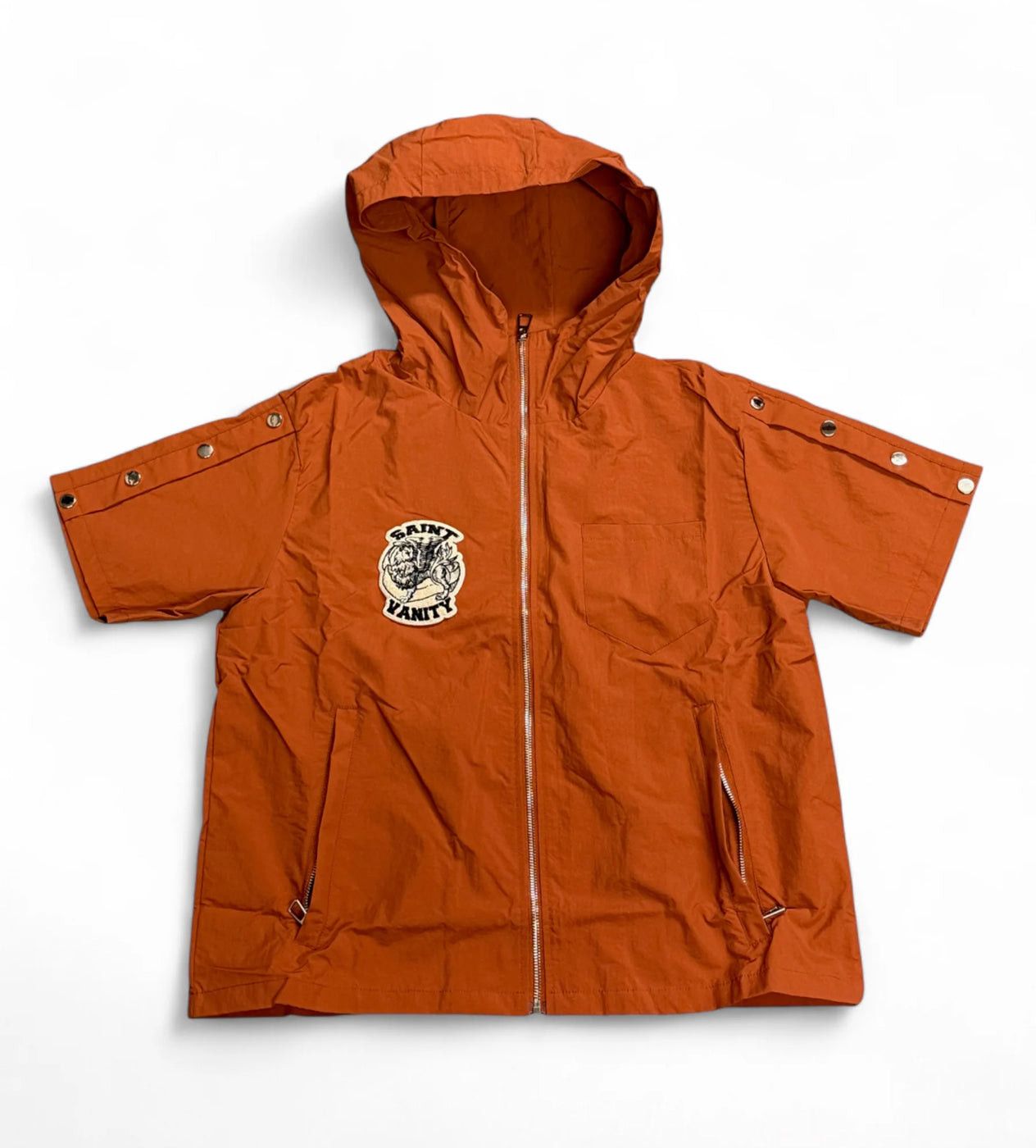 Hooded Zip Up Shirt Orange