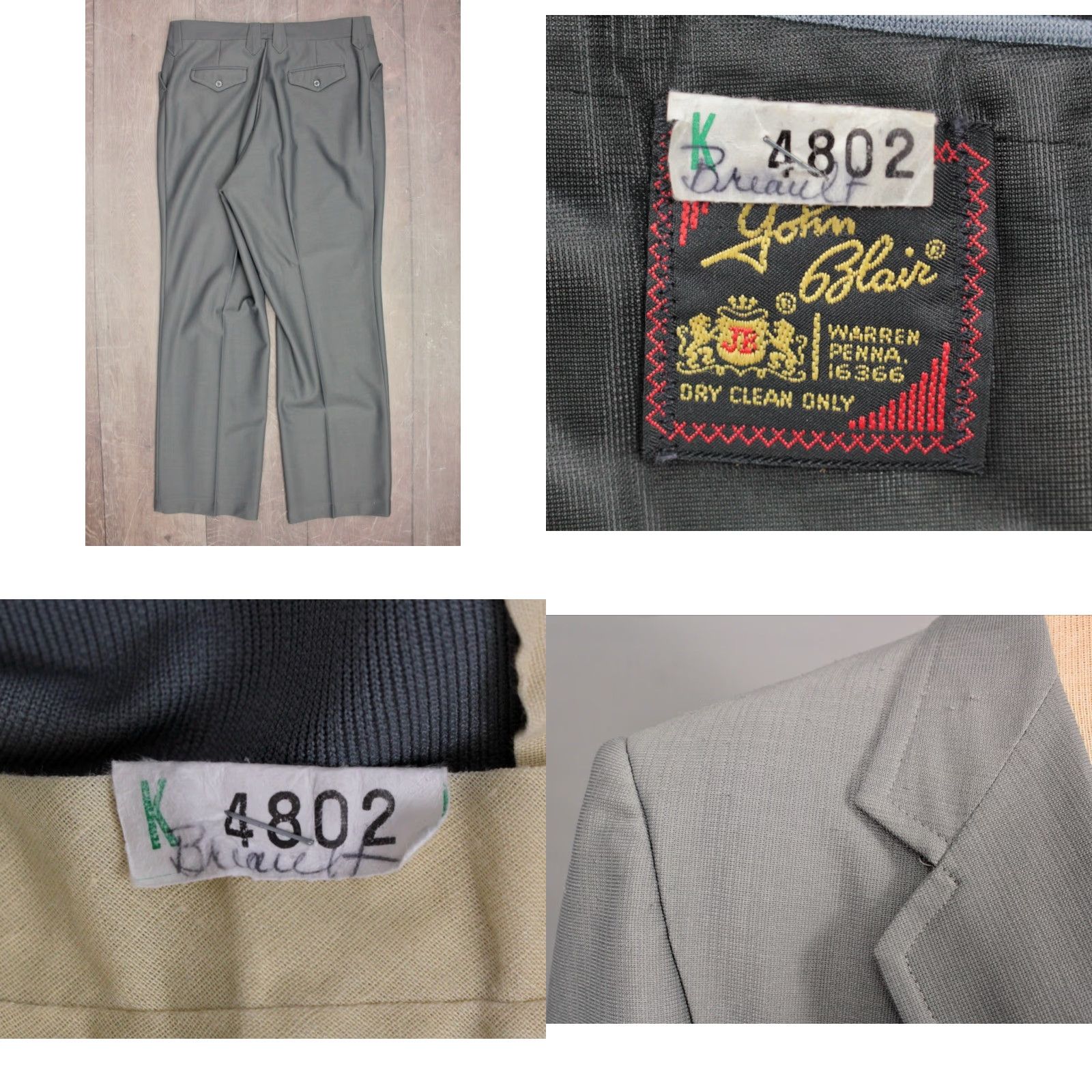 Vintage VINTAGE Men's VTG 70s Grey 2 PC Western Leisure Suit Sz L 1970s Disco Polyester Shirt Jacket Mens Size 42R - 8 Thumbnail
