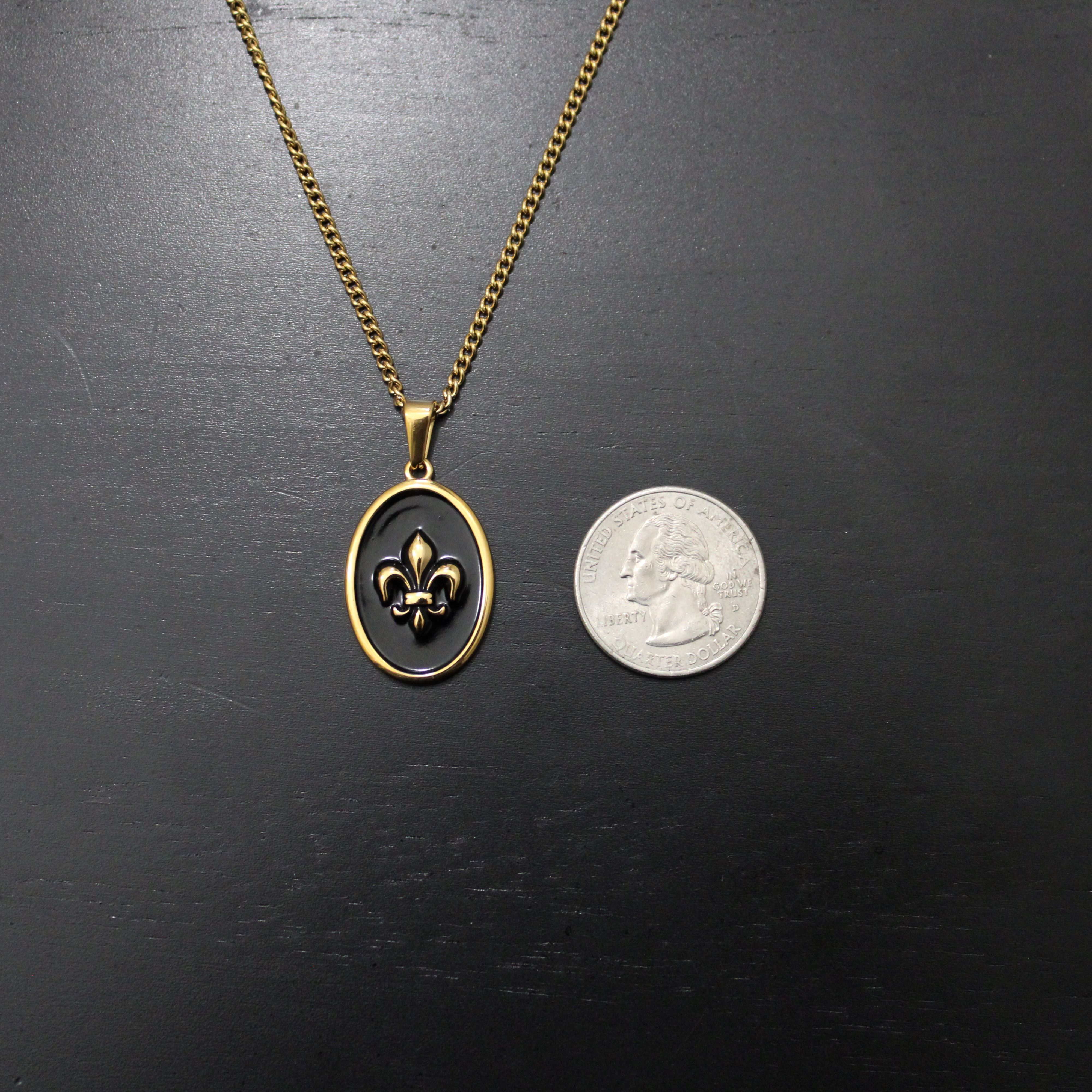 Jewelry × Vintage Gold Enamel Fleur De Lis Pendant Chain Necklace Size ONE SIZE - 6 Thumbnail