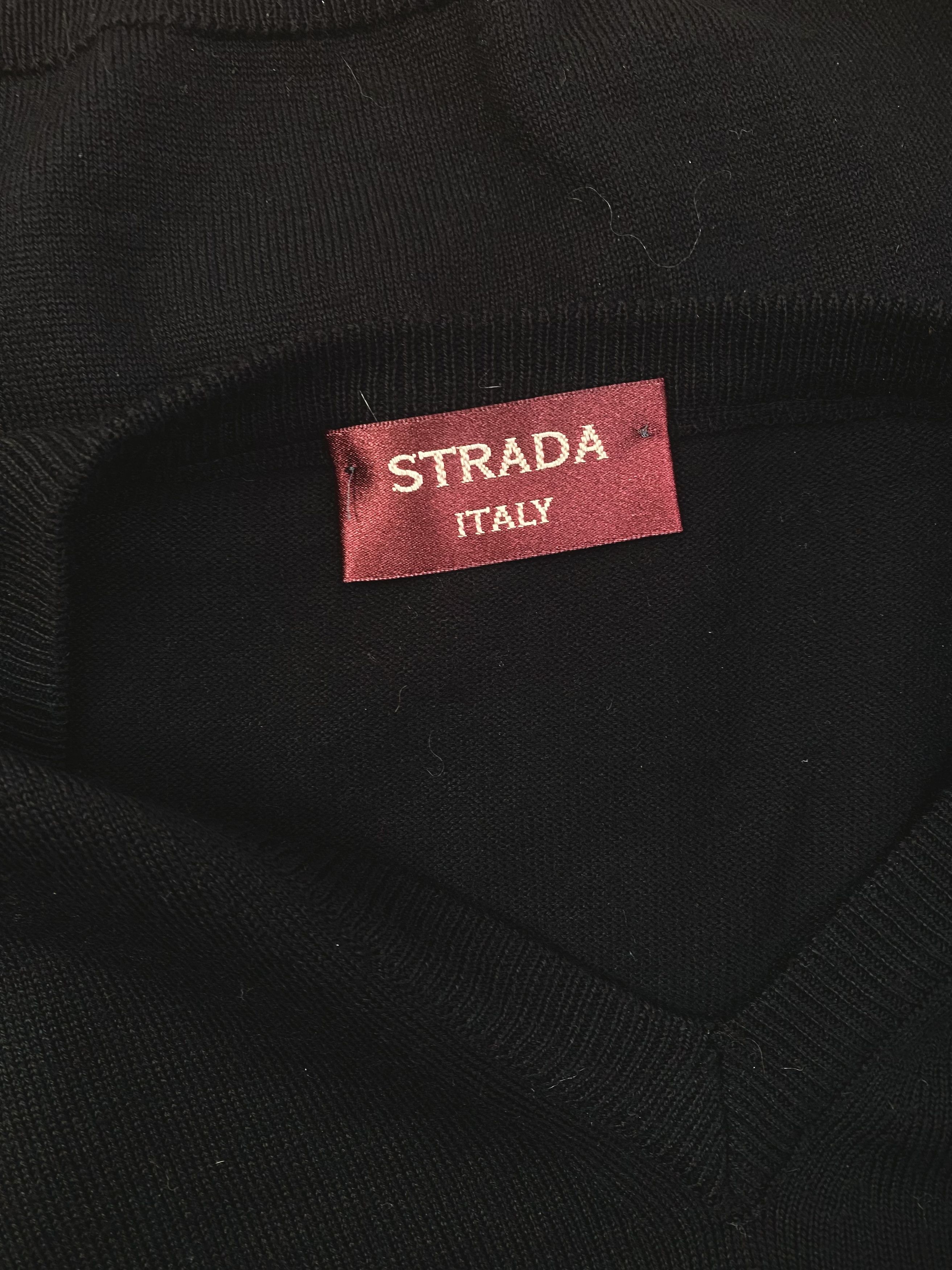 Vintage Merino Wool Black V-Neck Sweater - Strada Italy Size US M / EU 48-50 / 2 - 7 Thumbnail
