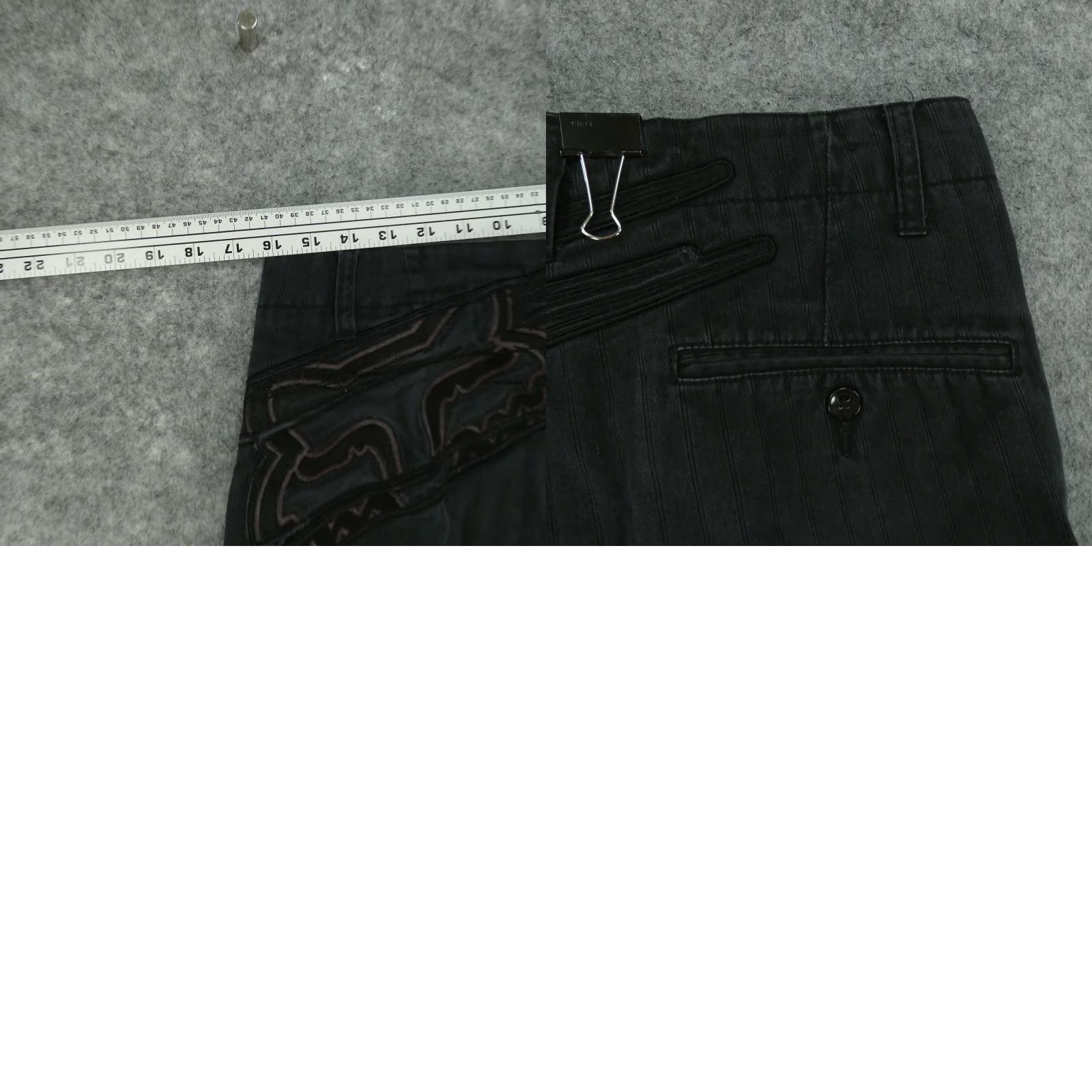 Vintage Fox Shorts Mens 31 Chino Flat Front Black Striped Embroidered Fox Head Size US 31 - 9 Thumbnail
