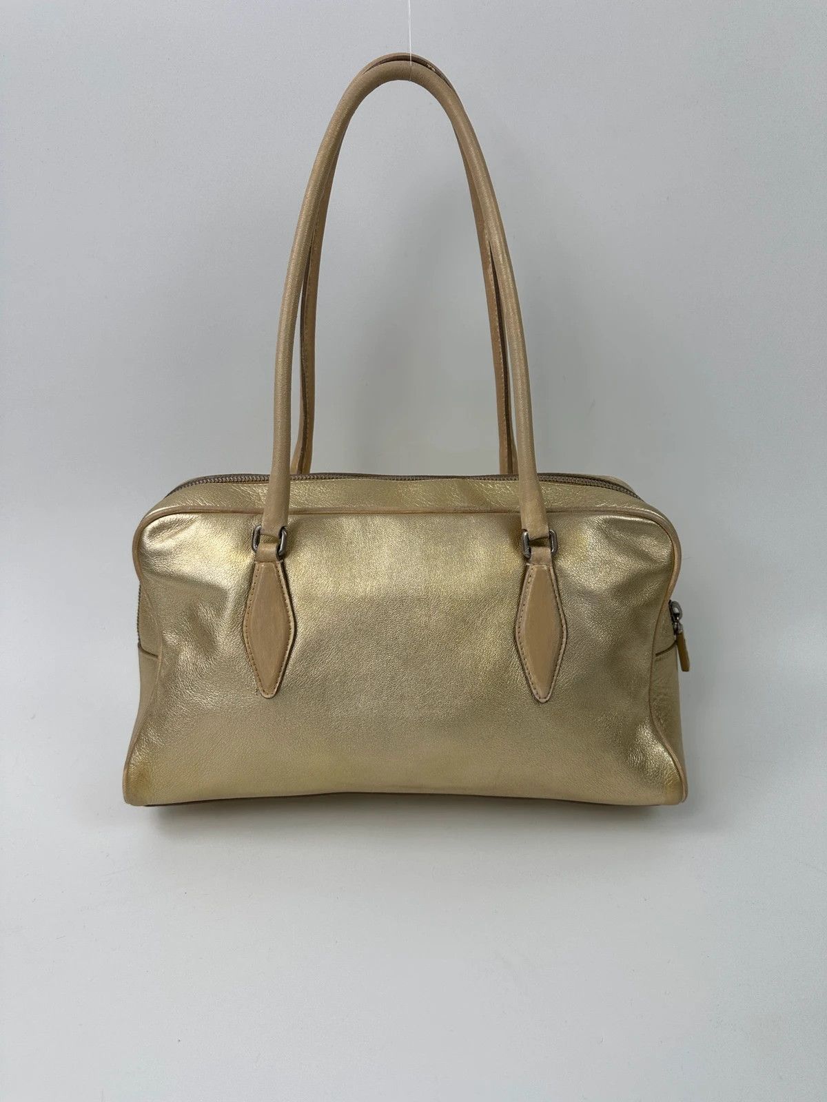 Miu Miu Miu Miu 90’s Gold Leather Shiny Boston Handbag ShoulderBag Size ONE SIZE - 9 Thumbnail