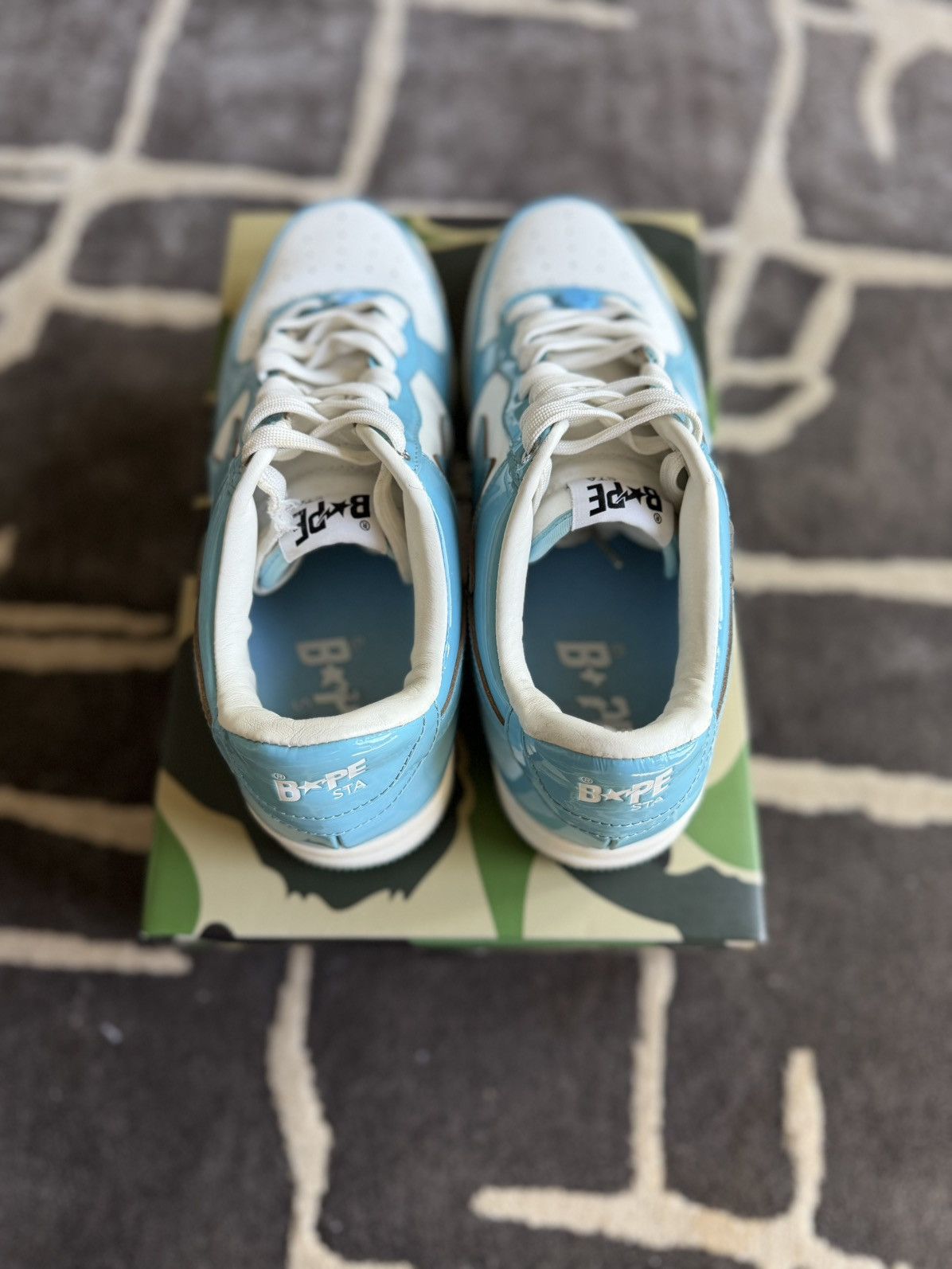 Bape A Bathing Ape Bape Sta Patent Leather Baby Blue White Size US 10 / EU 43 - 5 Thumbnail