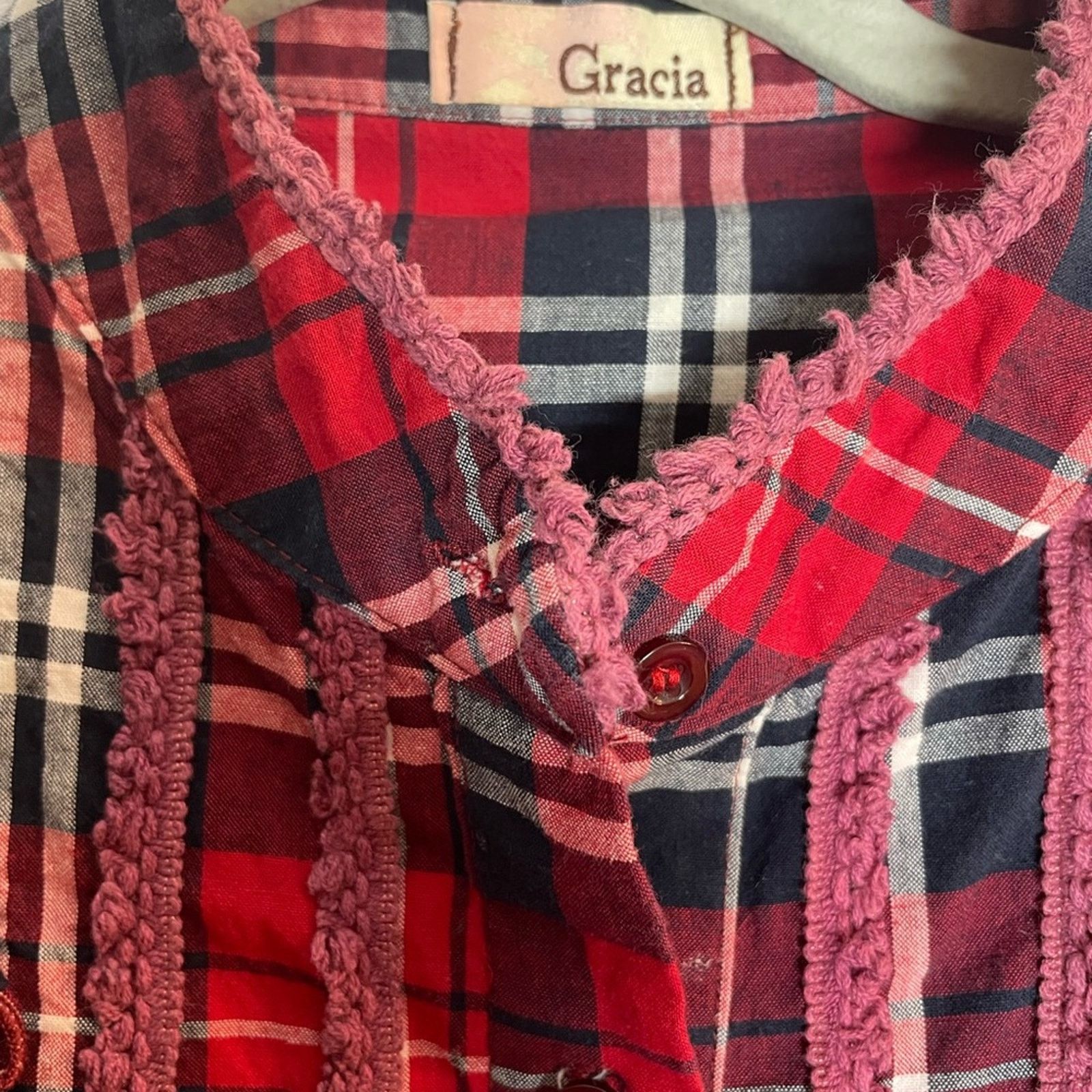 & Other Stories Gracia Red and Navy Plaid Dress Size S / US 4 / IT 40 - 3 Thumbnail