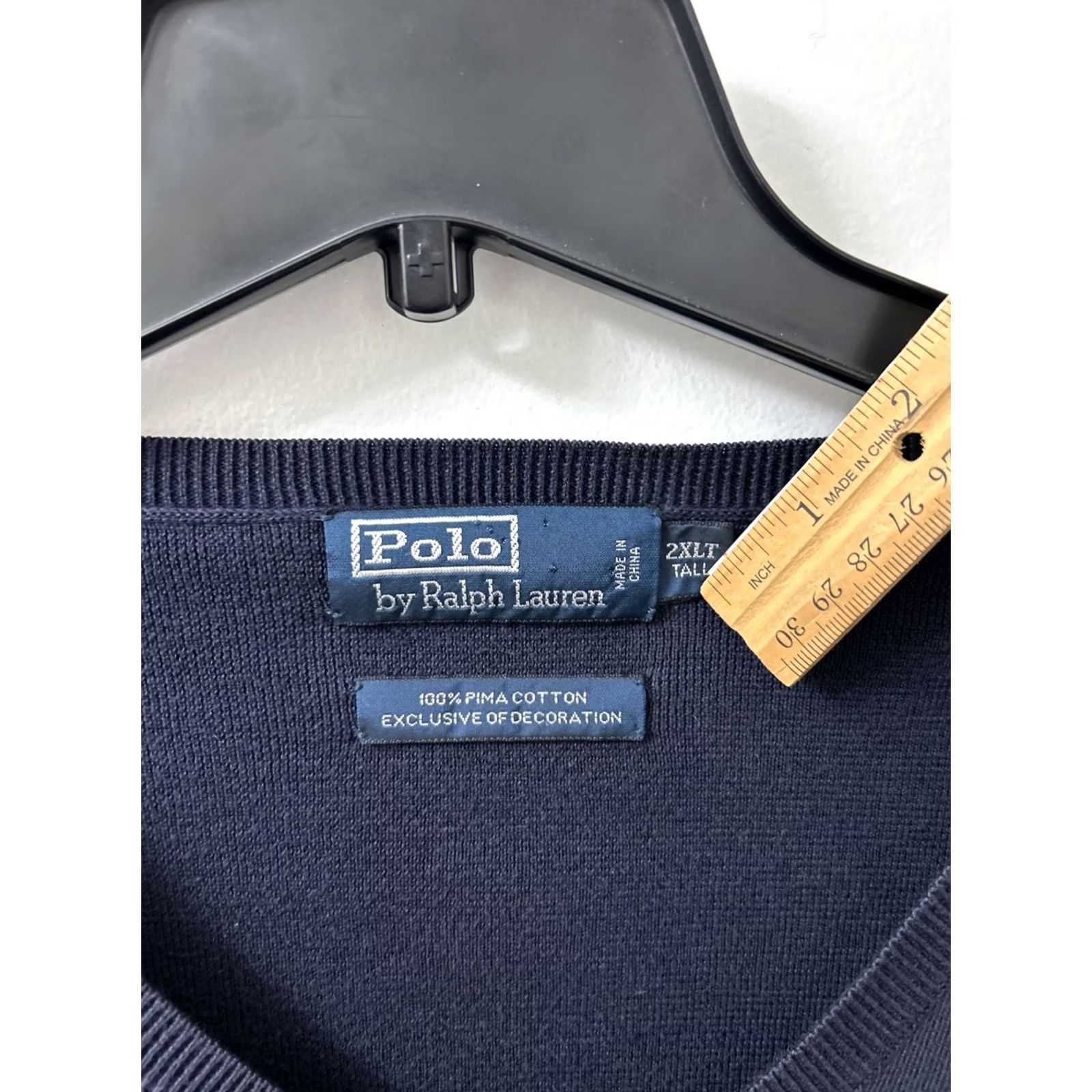 Polo Ralph Lauren Polo Ralph Lauren Sweater Mens 2XL Blue Navy V-Neck Pullover Pima Cotton Pony Size US XXL / EU 58 / 5 - 5 Thumbnail