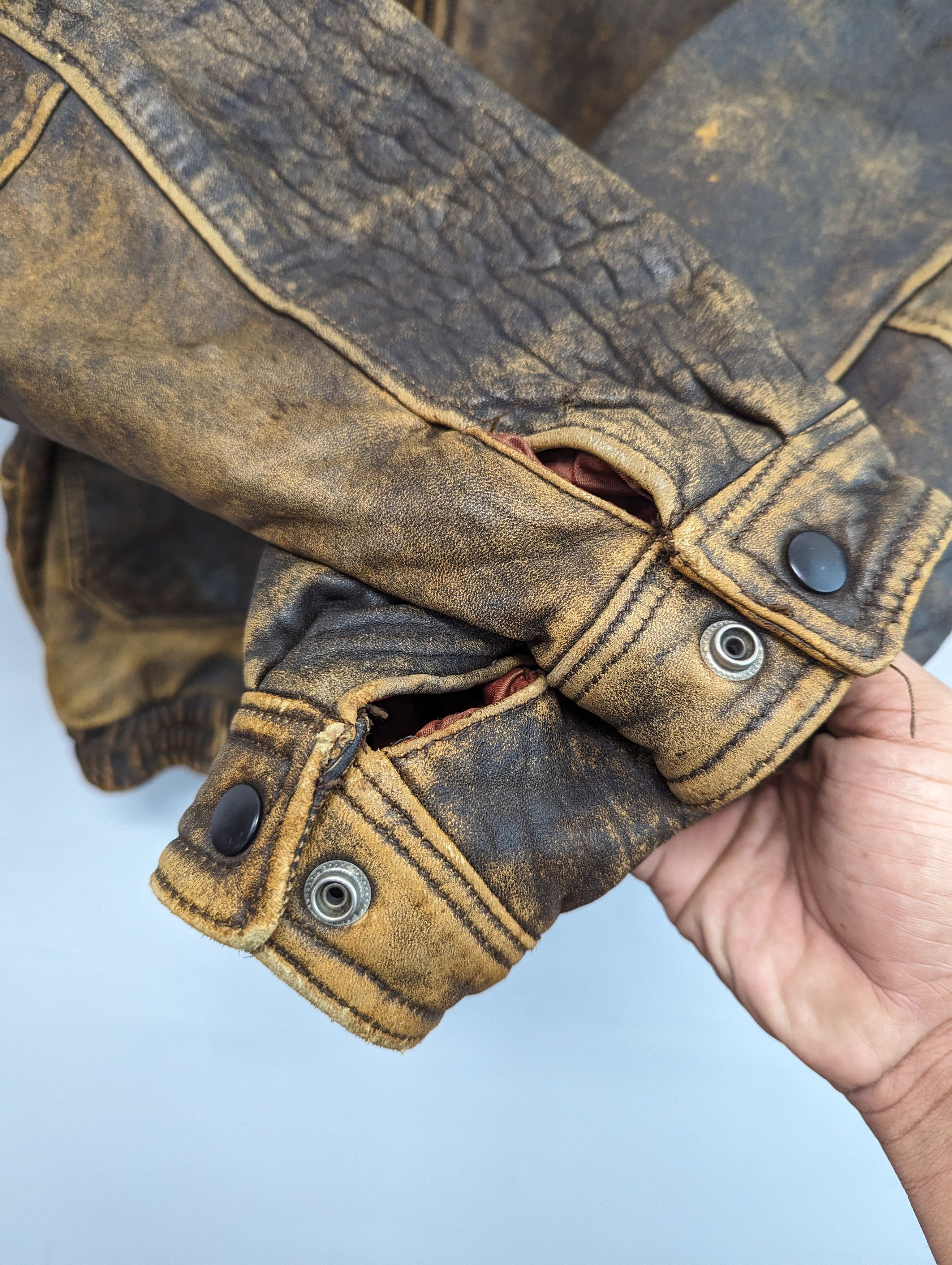 Vintage 🔥Vintage Unbrand Patina Distressed Leather Jacket Size US M / EU 48-50 / 2 - 9 Thumbnail
