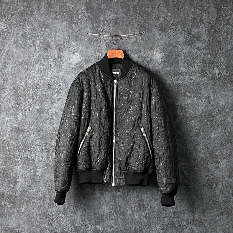 Versace Versace Black dark stripe stand-up collar zip-up jacket Size US M / EU 48-50 / 2 - 1 Thumbnail