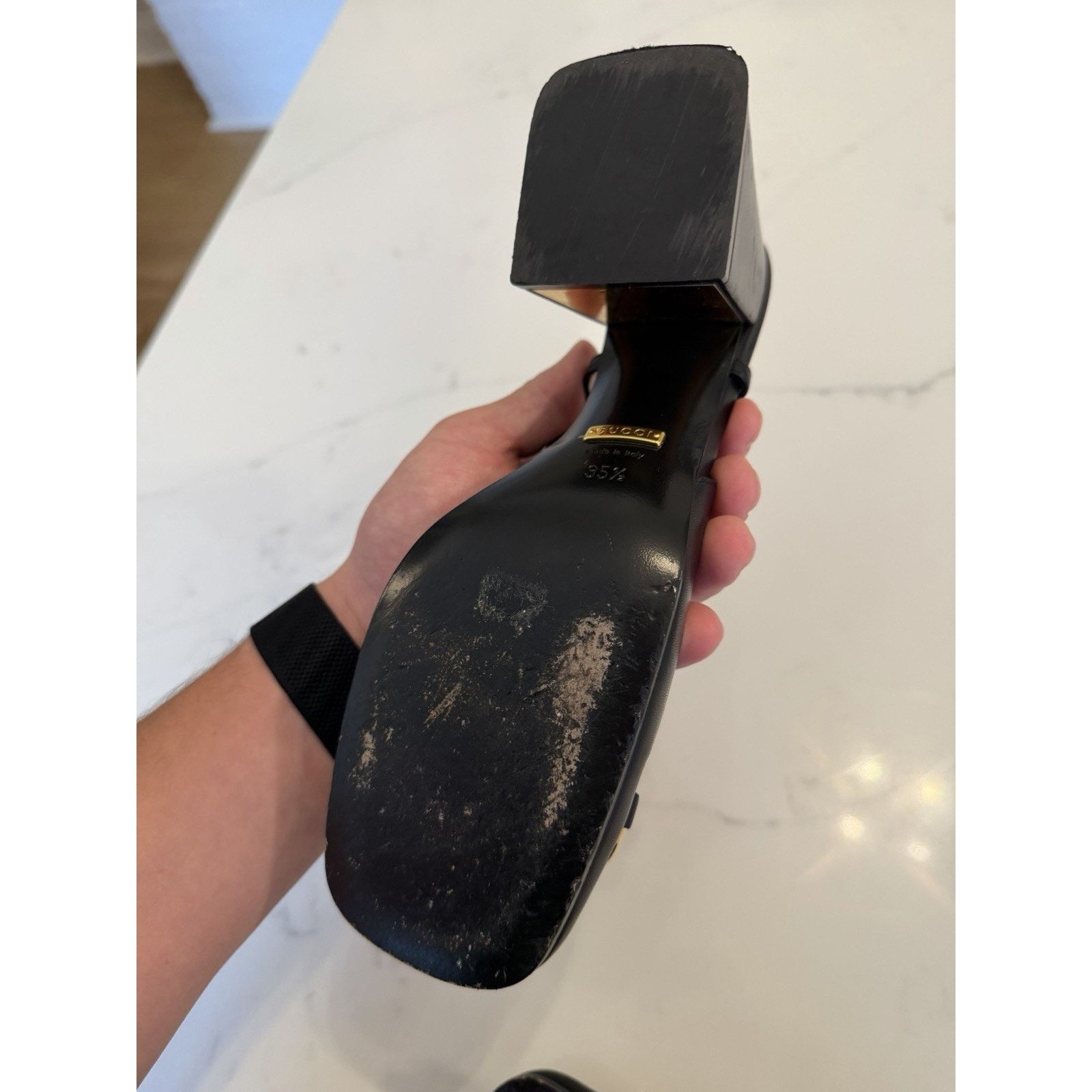 Gucci GUCCI Baby Horsebit Slingback Leather Pump Black EU 35 1/2 Size US 5.5 / IT 35.5 - 7 Thumbnail