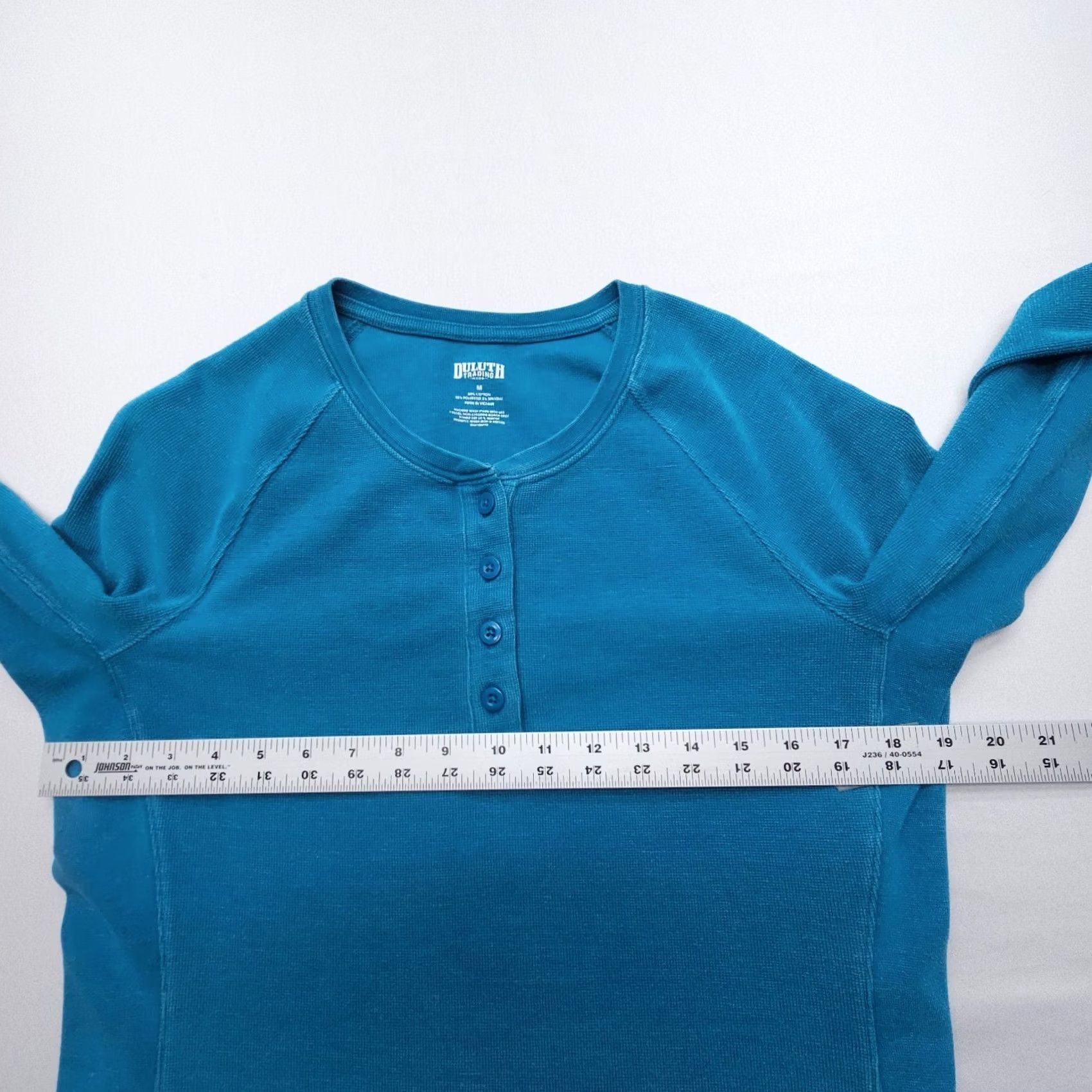 Vintage Duluth Thermal Henley Shirt Mens Medium Blue Slim Fitted Cotton Blend Knit Long Sleeve Button Pattern Solid Size US M / EU 48-50 / 2 - 6 Thumbnail