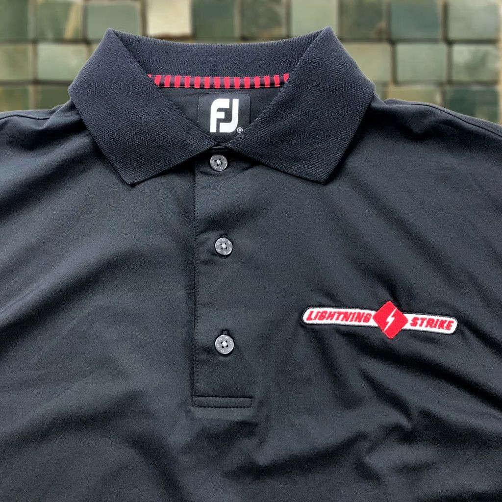 Footjoy FootJoy Polo Shirt Black Logo FJ Medium Mens Golf SS Stretch Button Solid Shirt Size US M / EU 48-50 / 2 - 1 Thumbnail