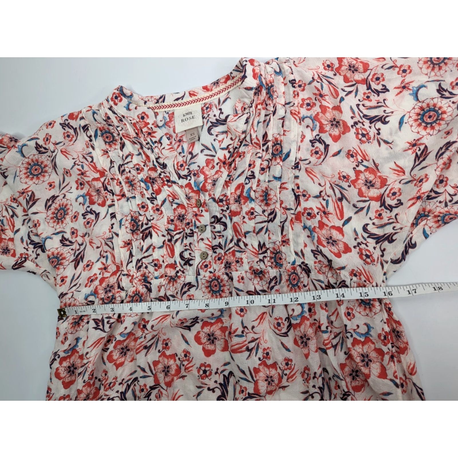 Vintage Knox Rose Blouse Women's XS Button-Up Tunic Short Sleeve Boho Floral Pink Size XS / US 0-2 / IT 36-38 - 6 Thumbnail