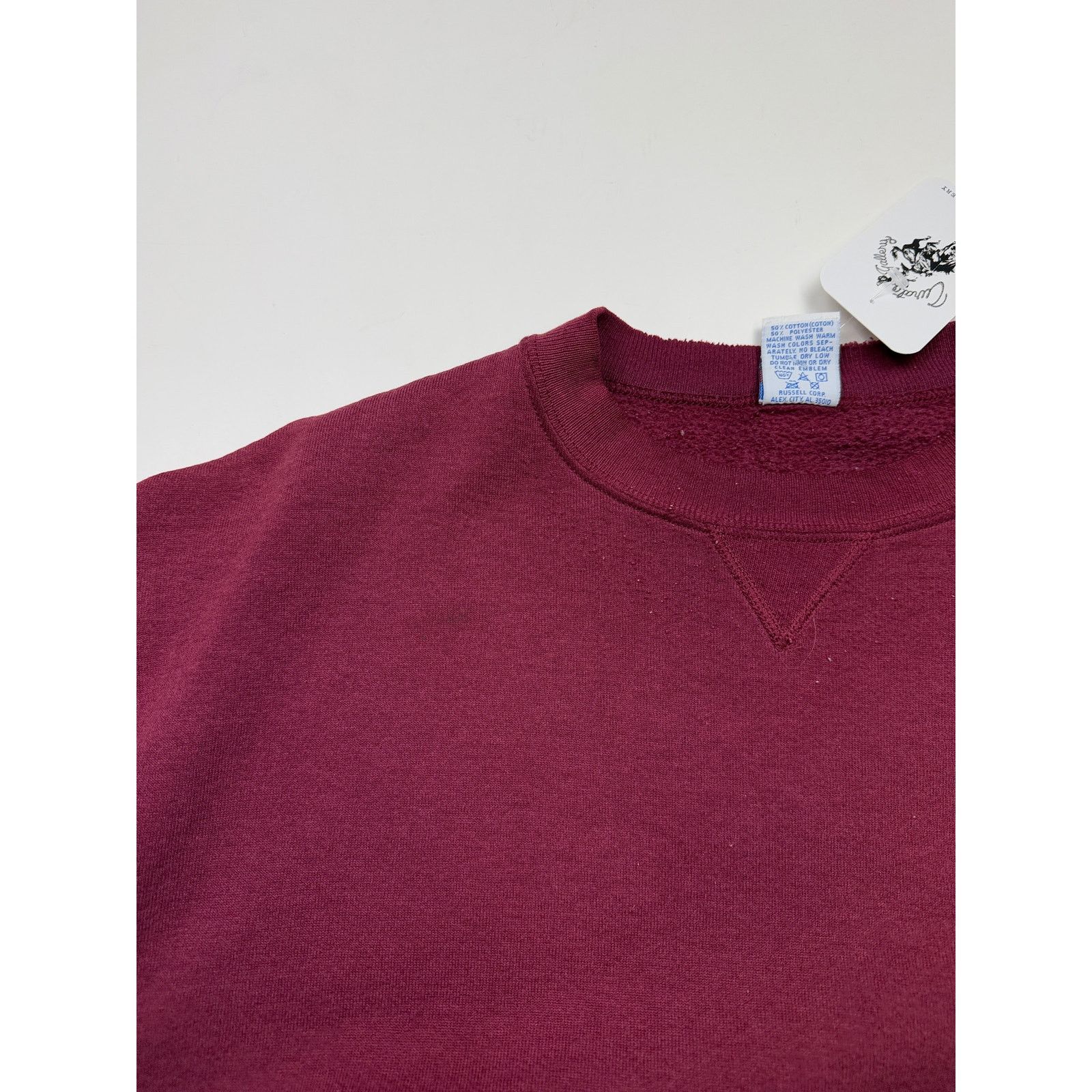 Vintage Vintage 90s Russell Athletic Sweatshirt Size XL Faded Maroon Size US XL / EU 56 / 4 - 6 Thumbnail