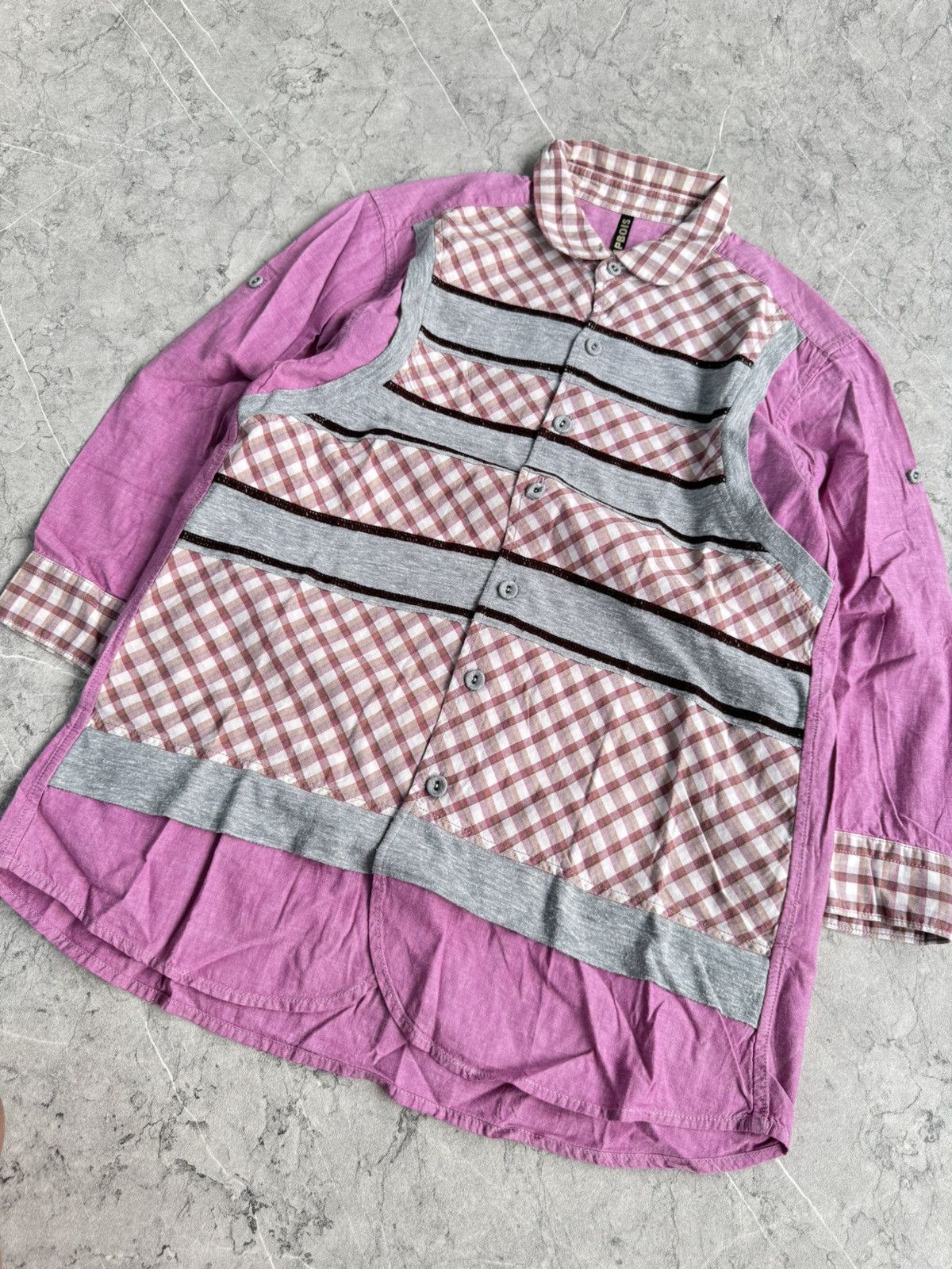 Issey Miyake Frapbois patchwork gingham shirt Size M / US 6-8 / IT 42-44 - 3 Thumbnail
