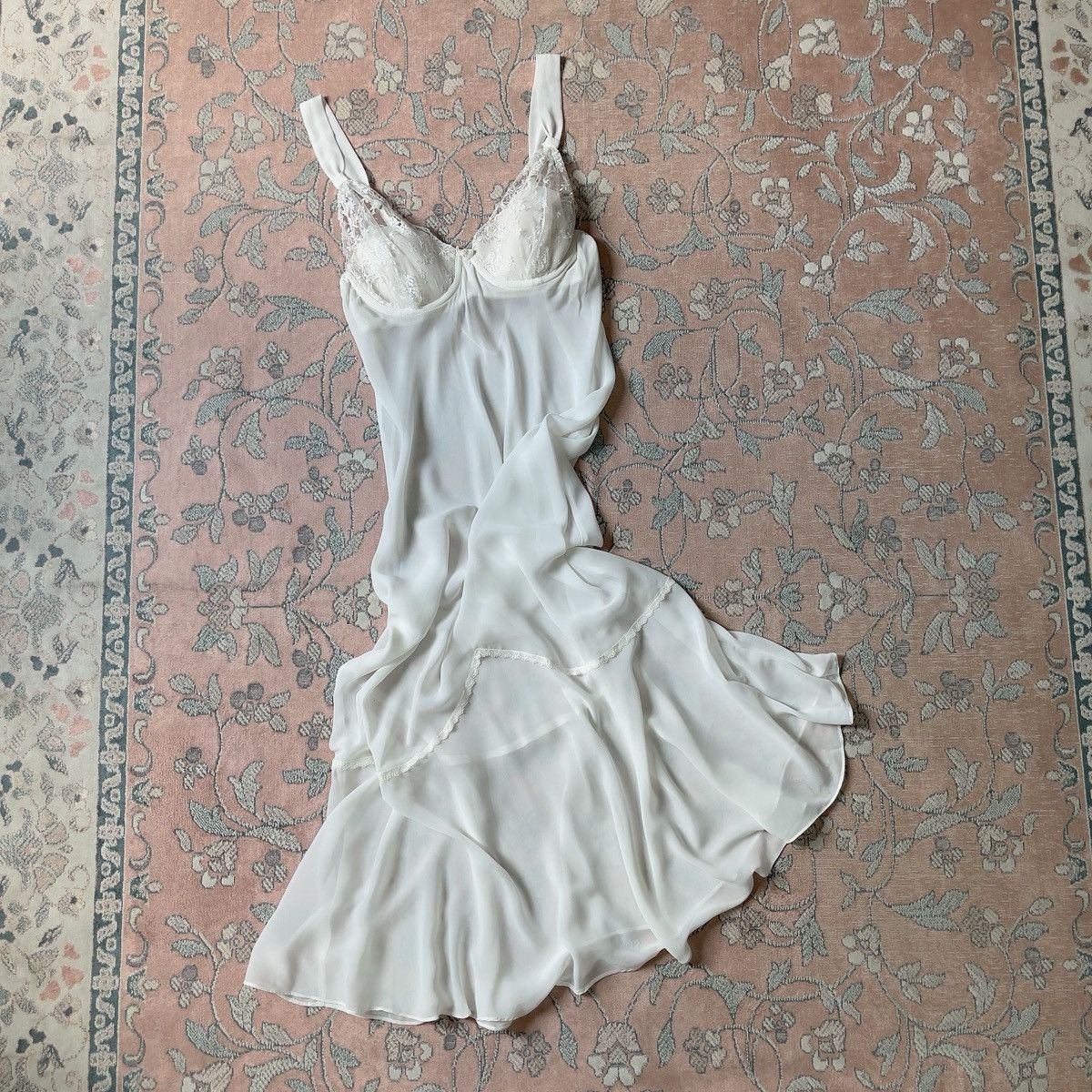Other Romantic 2000s Soft White Sheer Chiffon Slip Dress (M) Size M / US 6-8 / IT 42-44 - 7 Thumbnail